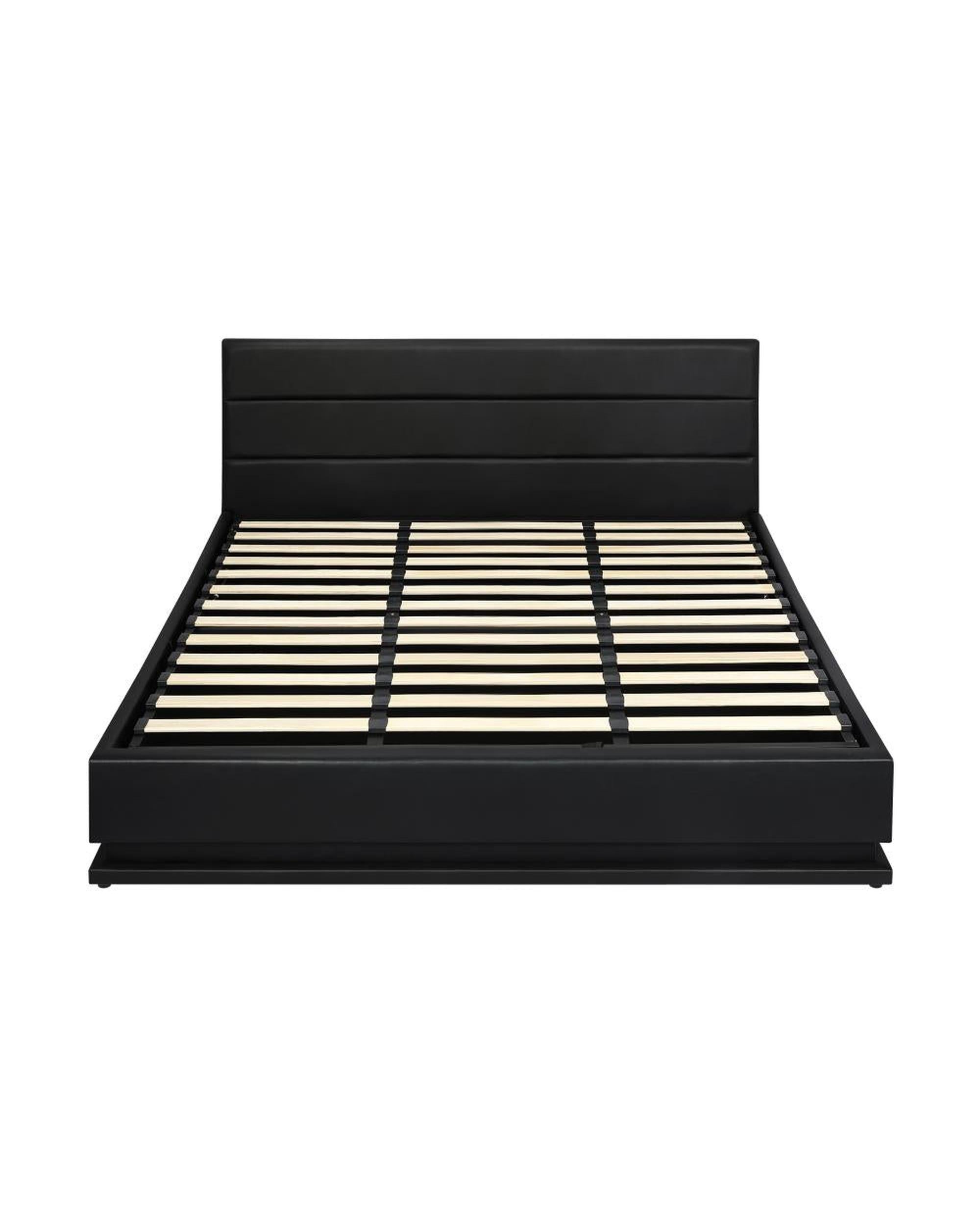 Bed Frame, RBG Mattress Base with Gas Lift and Storage Space Black Oikiture