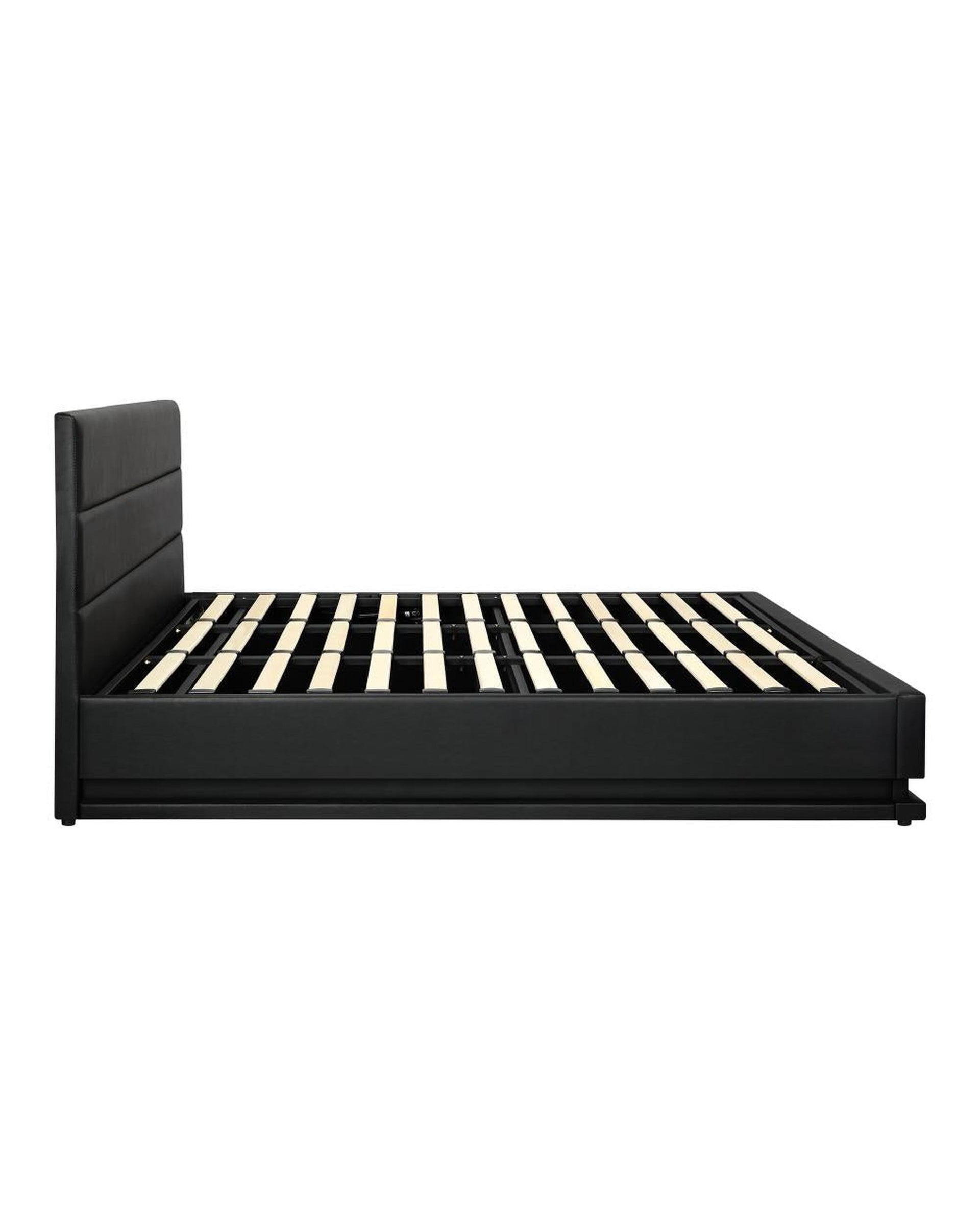 Bed Frame, RBG Mattress Base with Gas Lift and Storage Space Black Oikiture