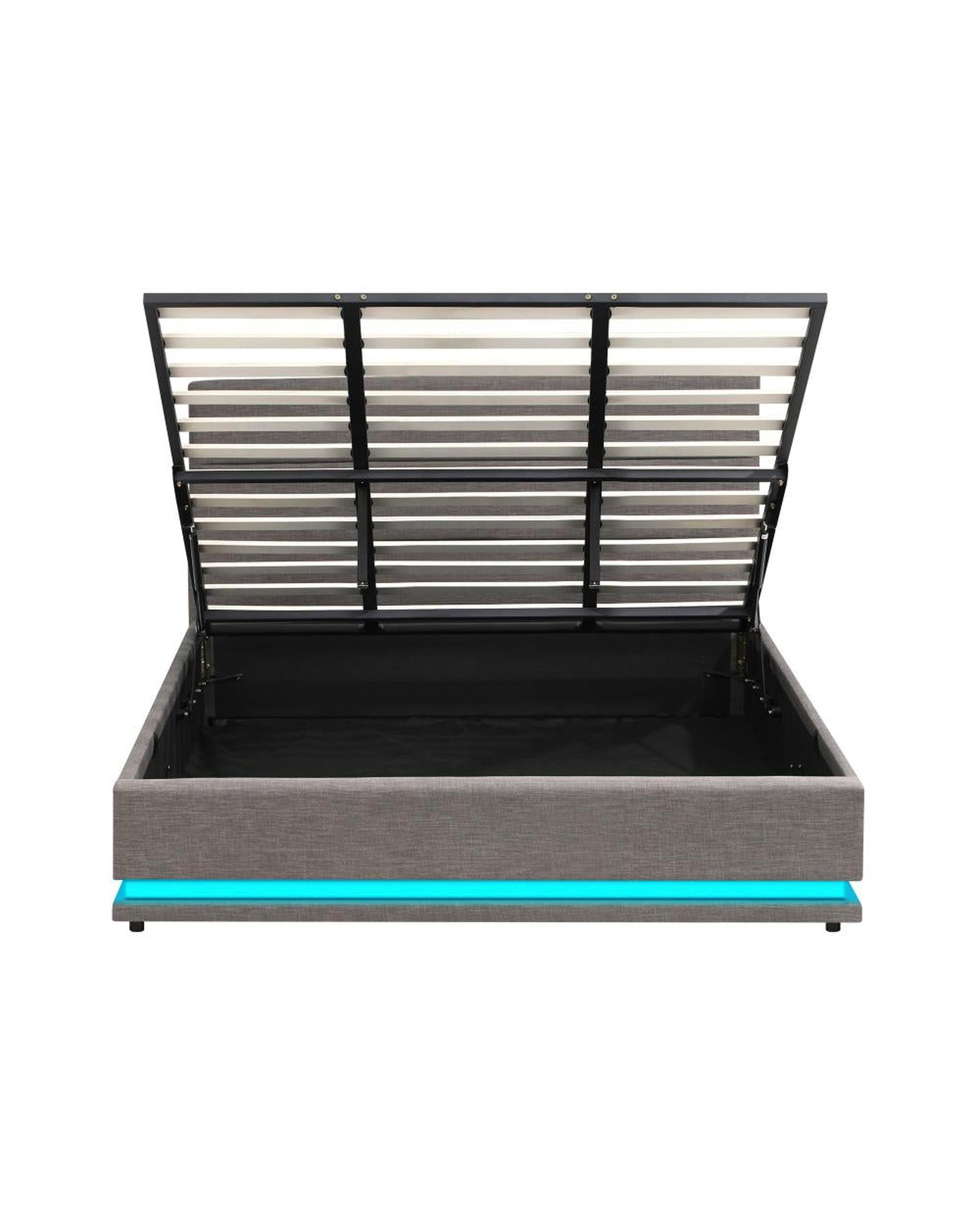 Thomas Bed Frame Bed Frame LED Mattress Base with Gas Lift and Storage Space Grey Oikiture