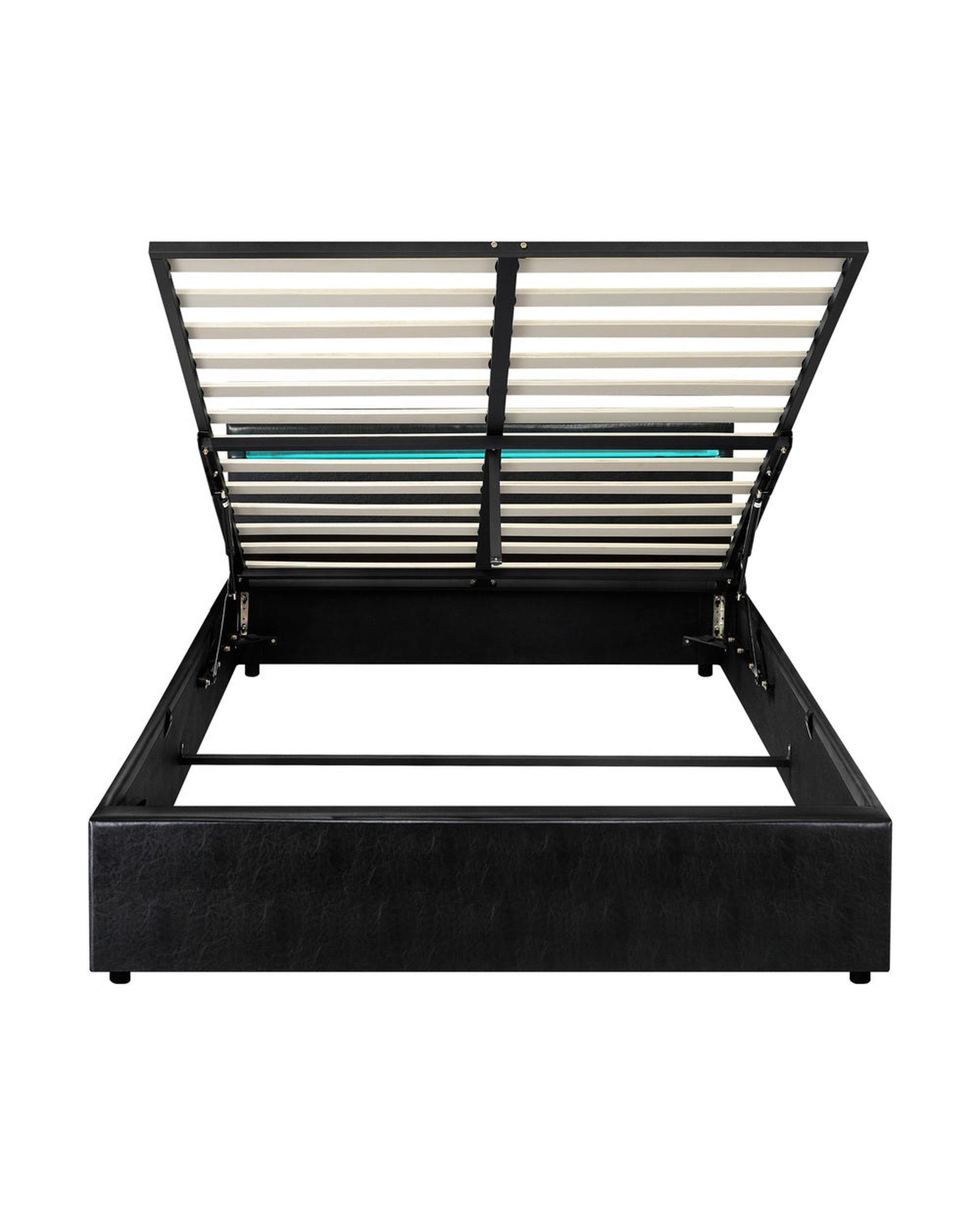 CORE Bed Frame RGB LED Gas Lift Storage Base Black Oikiture