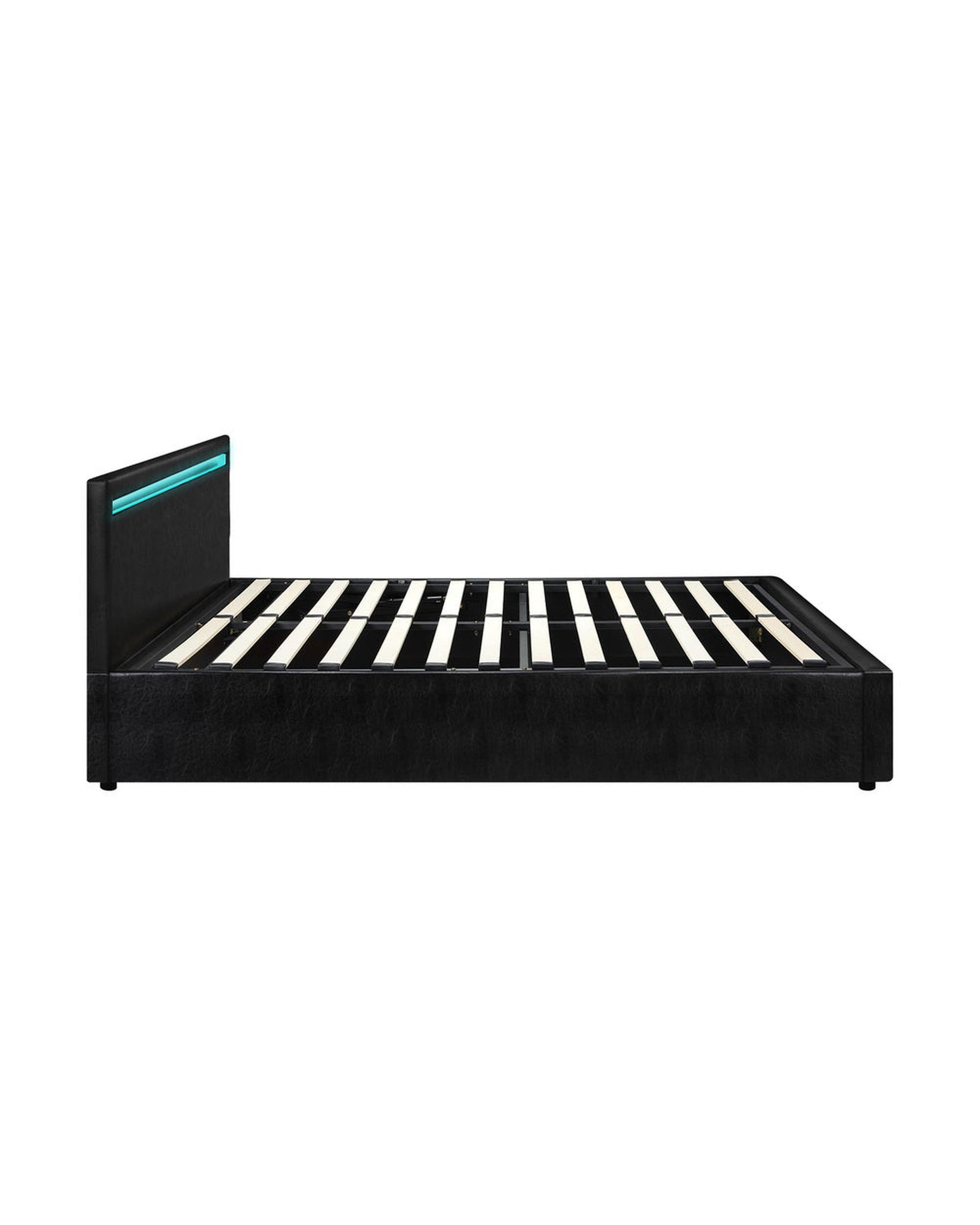 CORE Bed Frame RGB LED Gas Lift Storage Base Black Oikiture