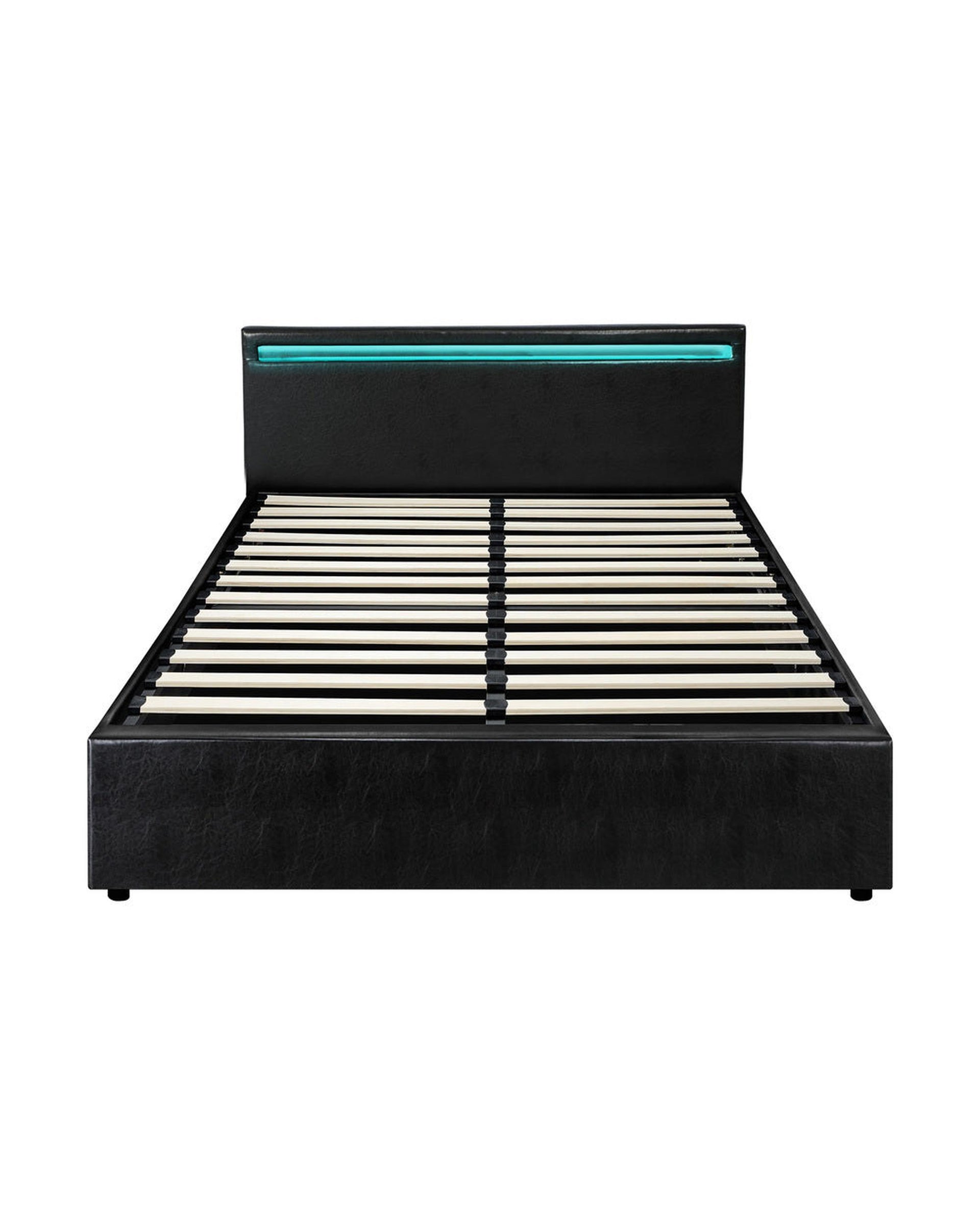 CORE Bed Frame RGB LED Gas Lift Storage Base Black Oikiture