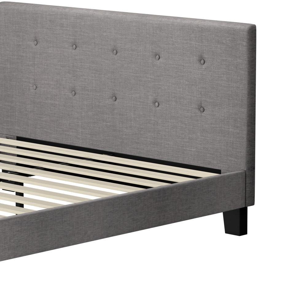 OGGI Bed Frame Bed Platform Wooden Fabric Grey Oikiture
