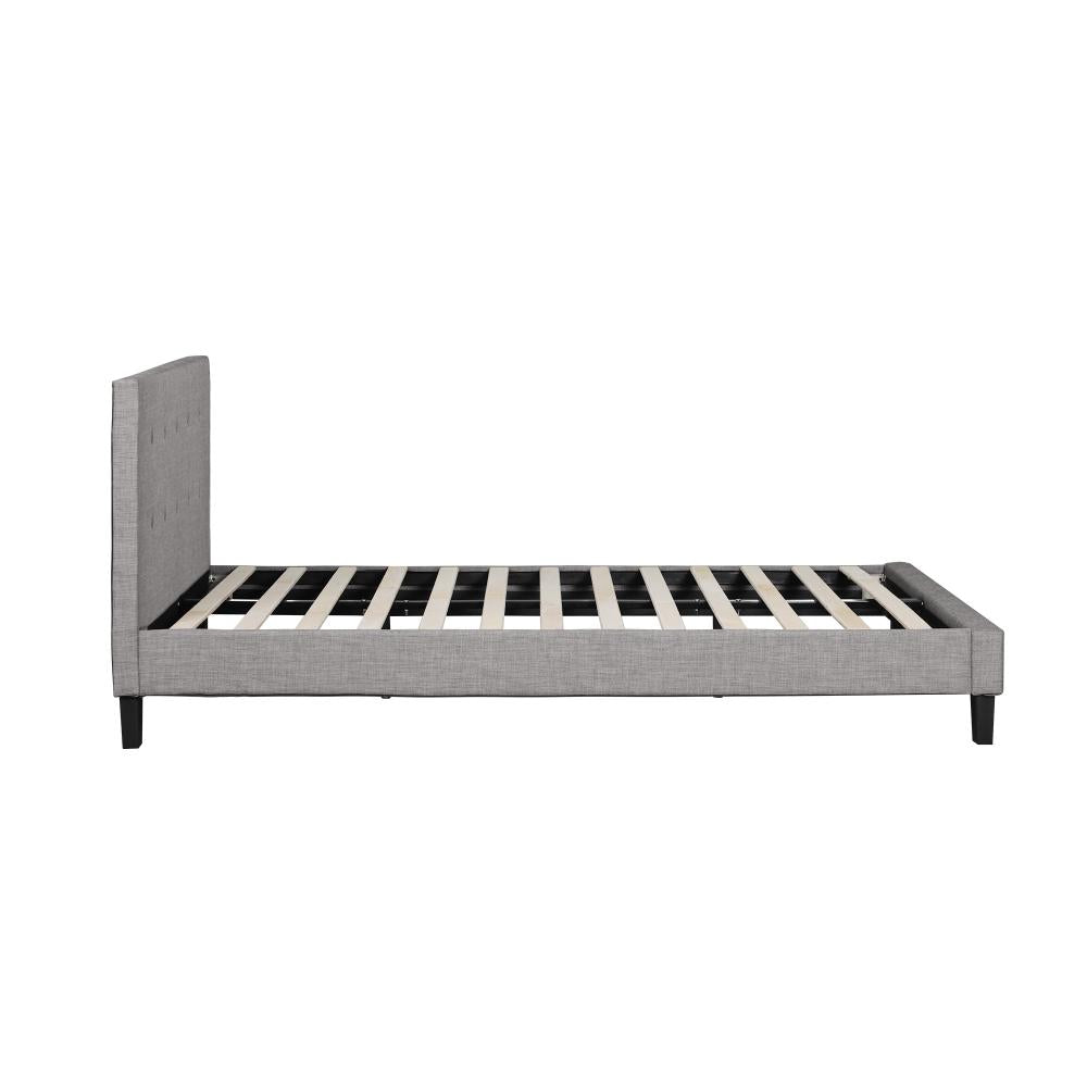 OGGI Bed Frame Bed Platform Wooden Fabric Grey Oikiture