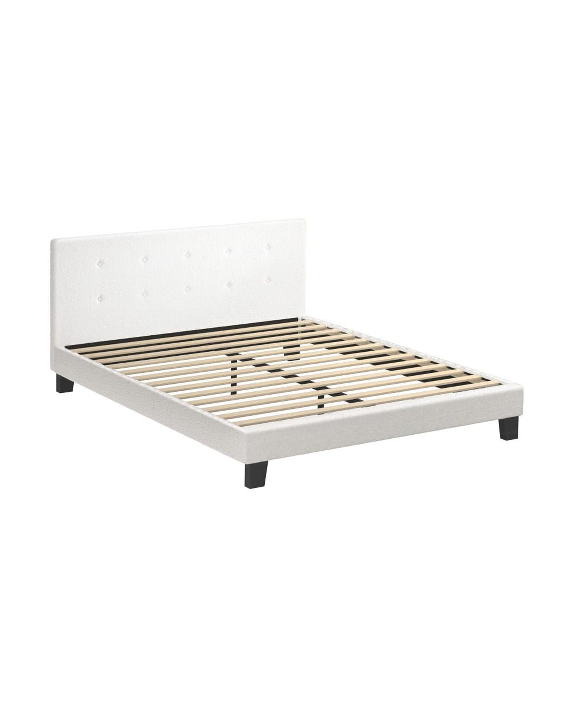 DOMANI Bed Frame King Size White Boucle Cloud Shape Oikiture