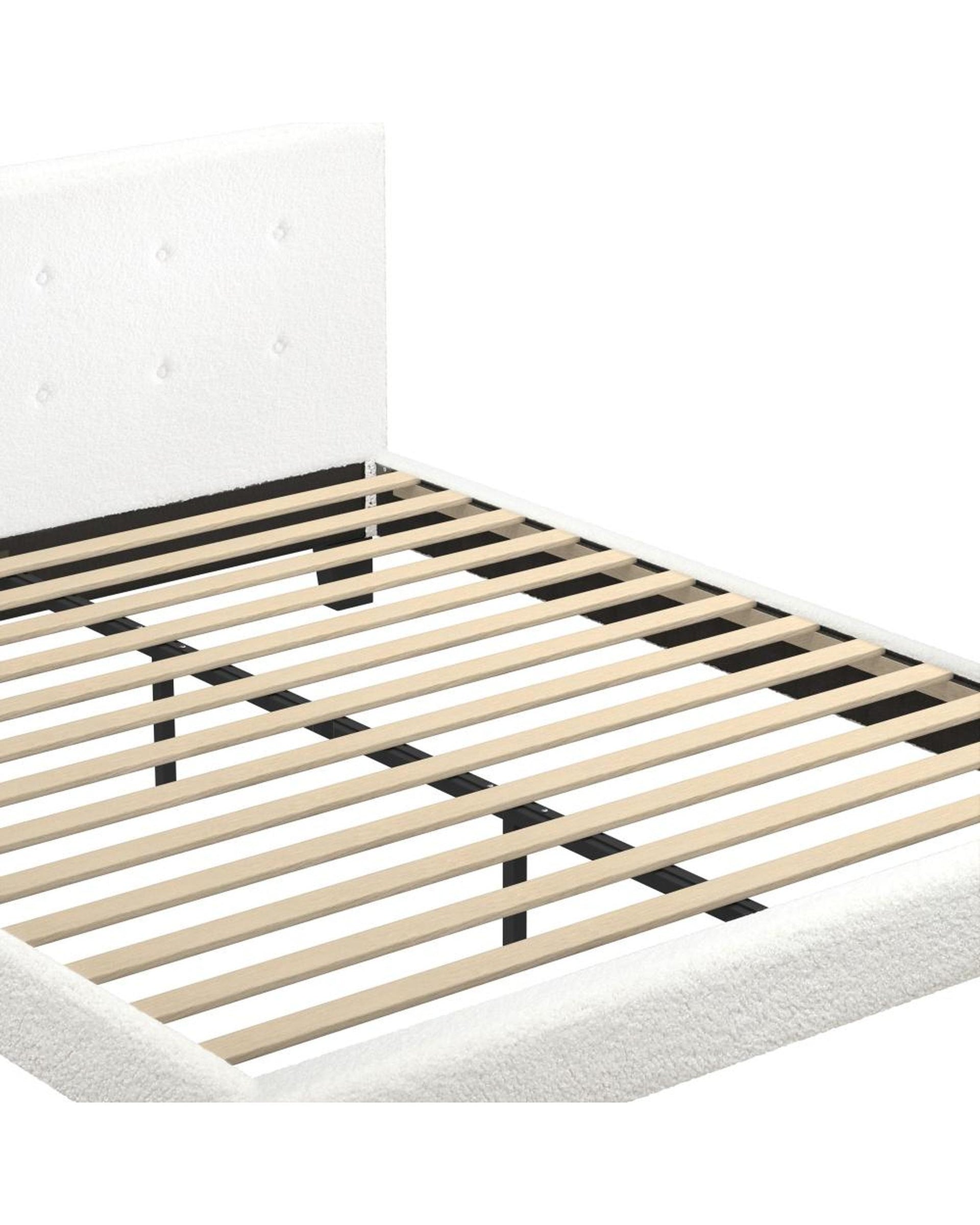 DOMANI Bed Frame King Size White Boucle Cloud Shape Oikiture