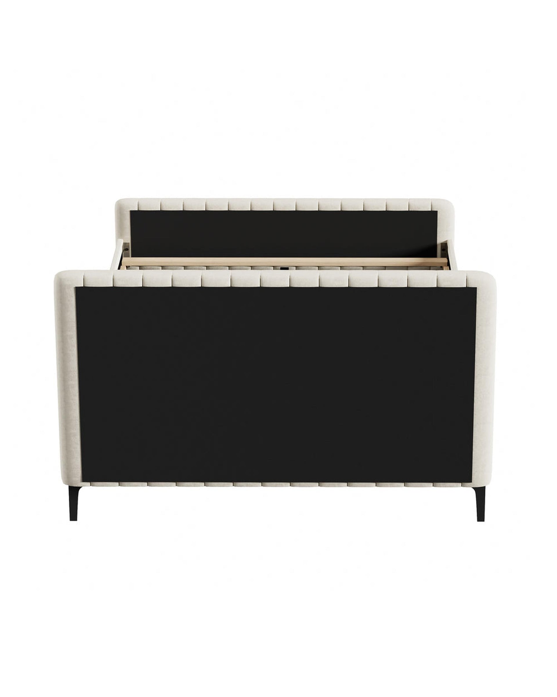 AMIRA Bed Frame Velvet Fabric Beige Oikiture