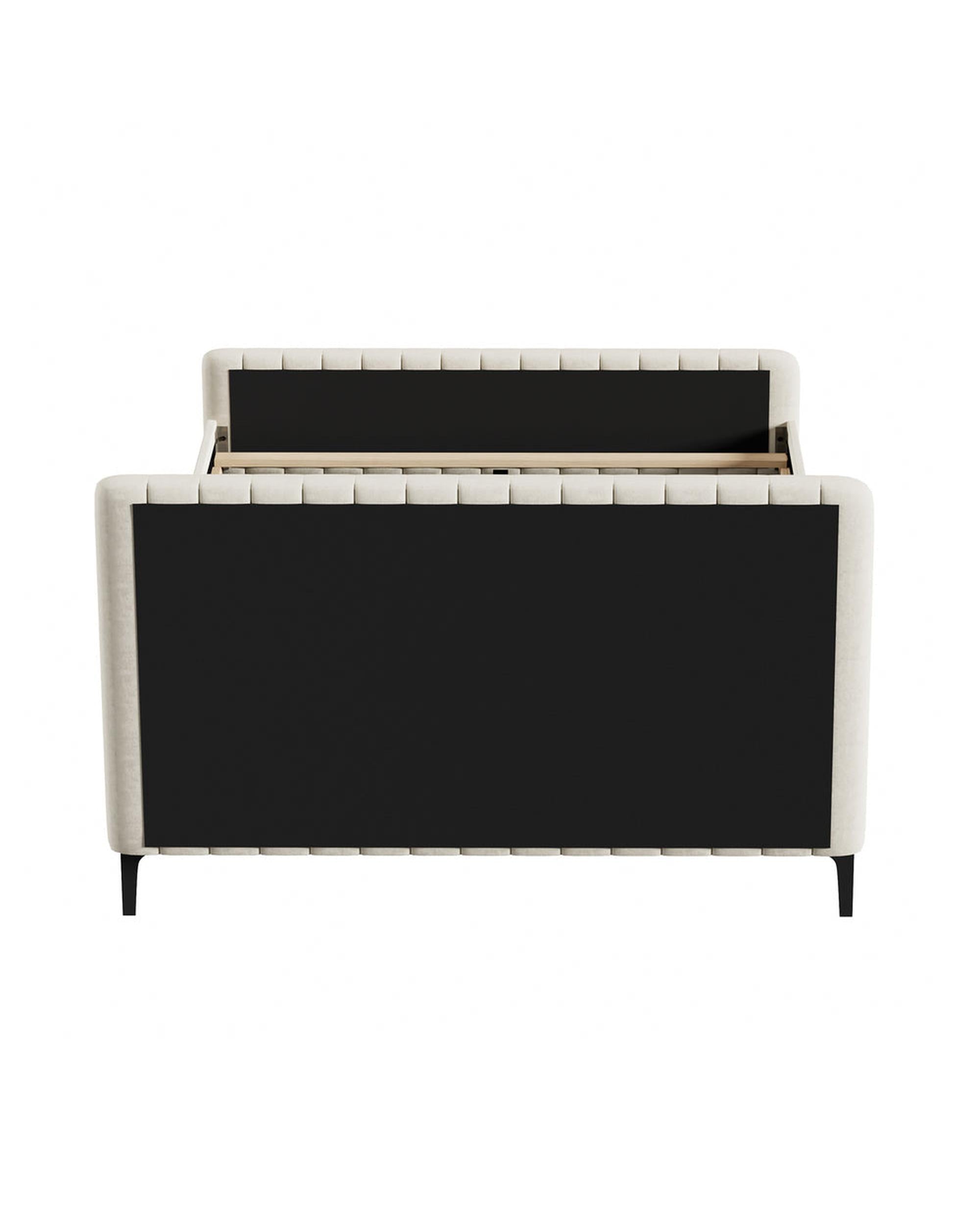 AMIRA Bed Frame Velvet Fabric Beige Oikiture