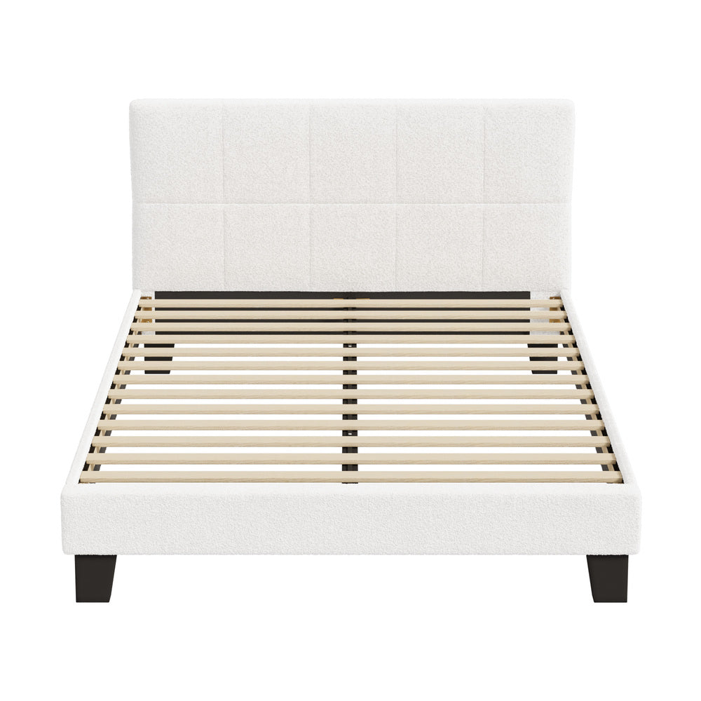 TOFU Bed Frame Base White Boucle