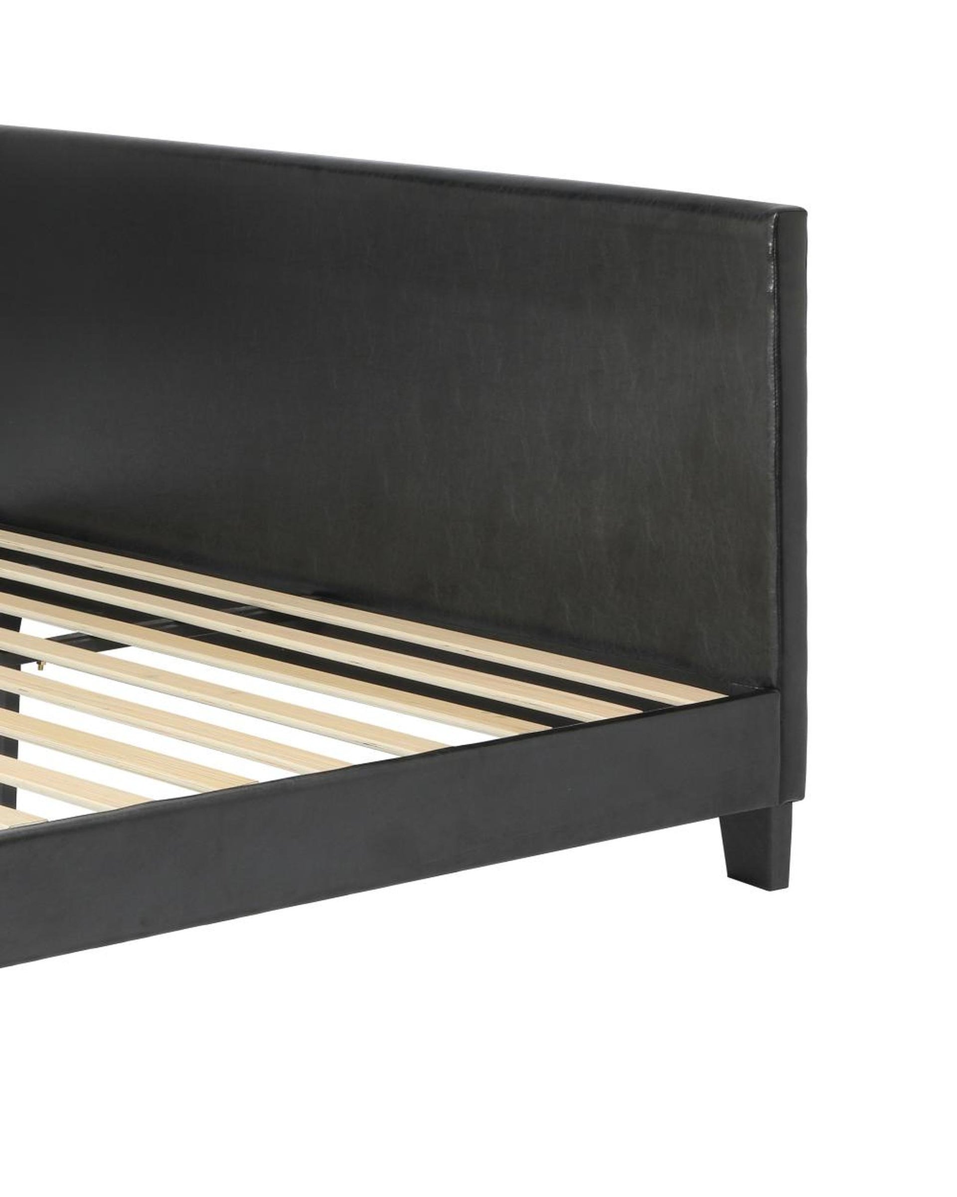 Bed Frame Queen Size Base Mattress Platform Leather Wooden Slats Black Oikiture