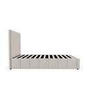 BYRON Bed Frame Gas Lift Storage Base - CREAM Oikiture