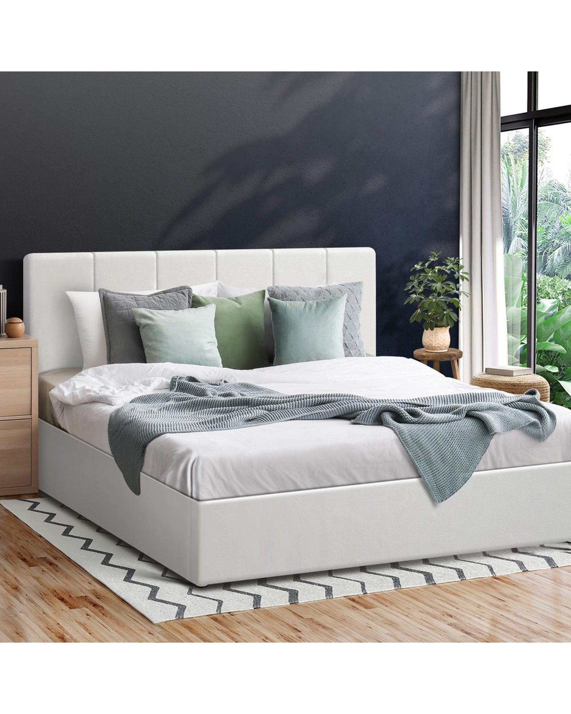 ZIA Bed Frame  Gas Lift Base PU Leather Oikiture