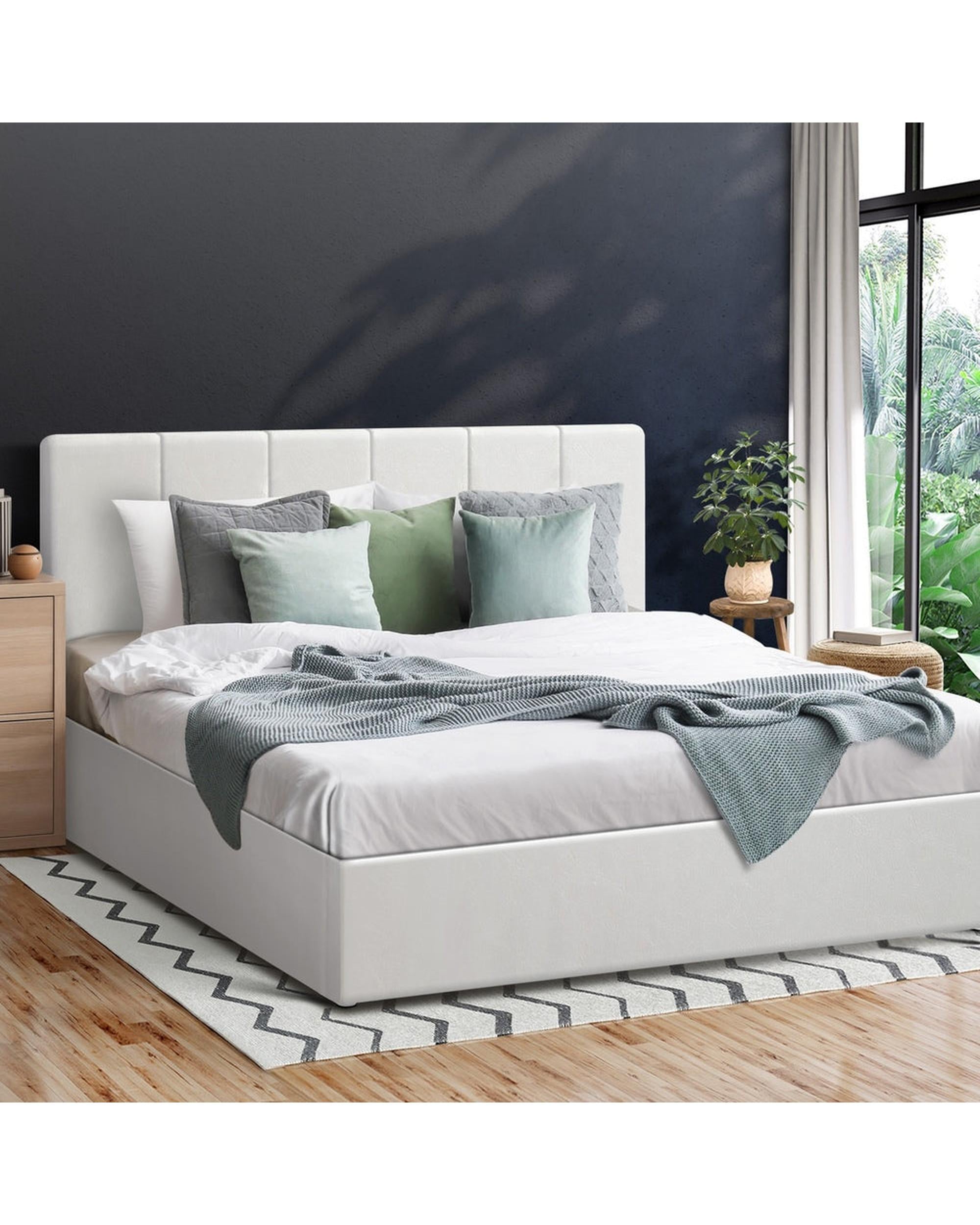 ZIA Bed Frame  Gas Lift Base PU Leather Oikiture
