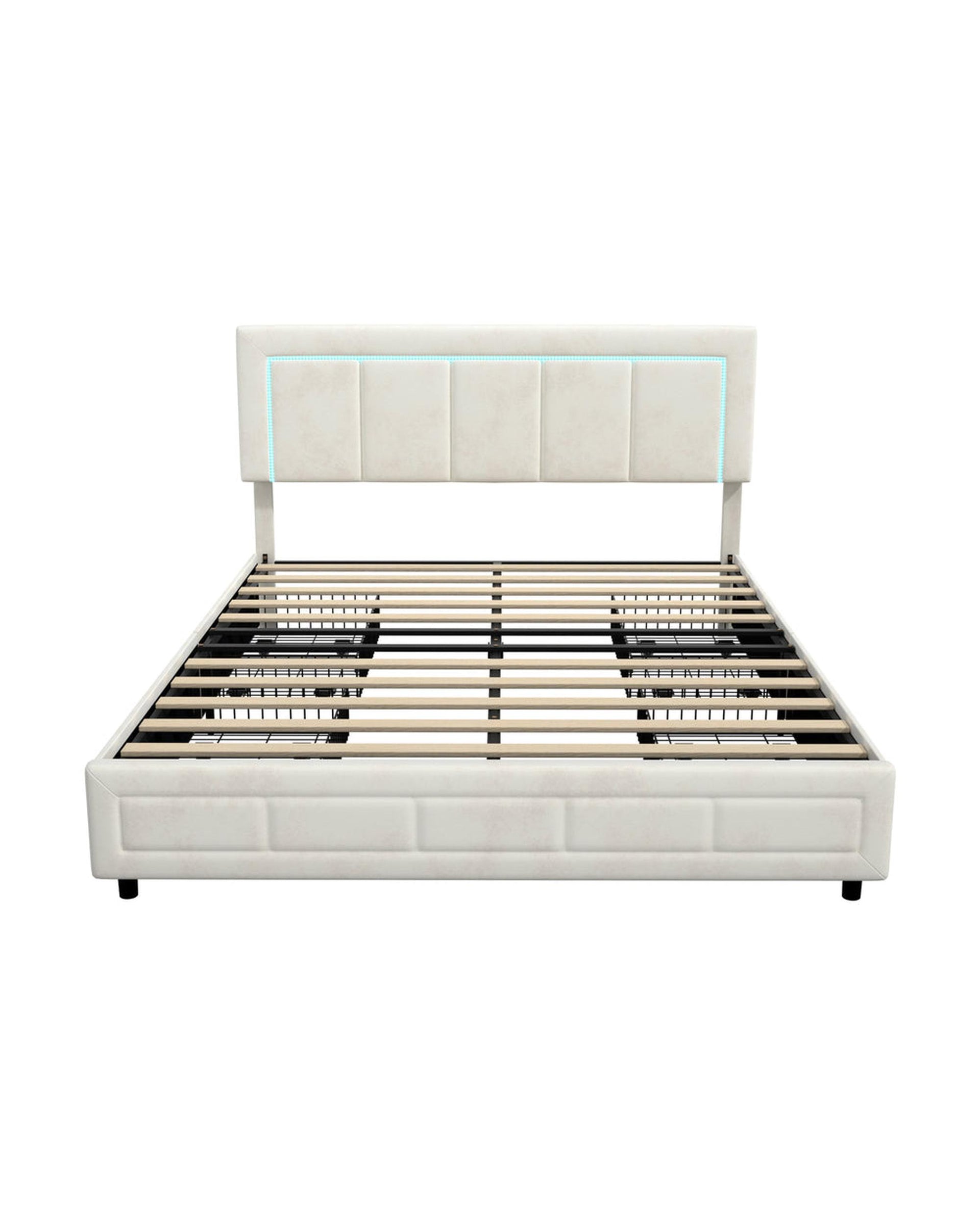 CLOUD LED Bed Frame 4 Drawers Adjustable Head Beige Oikiture