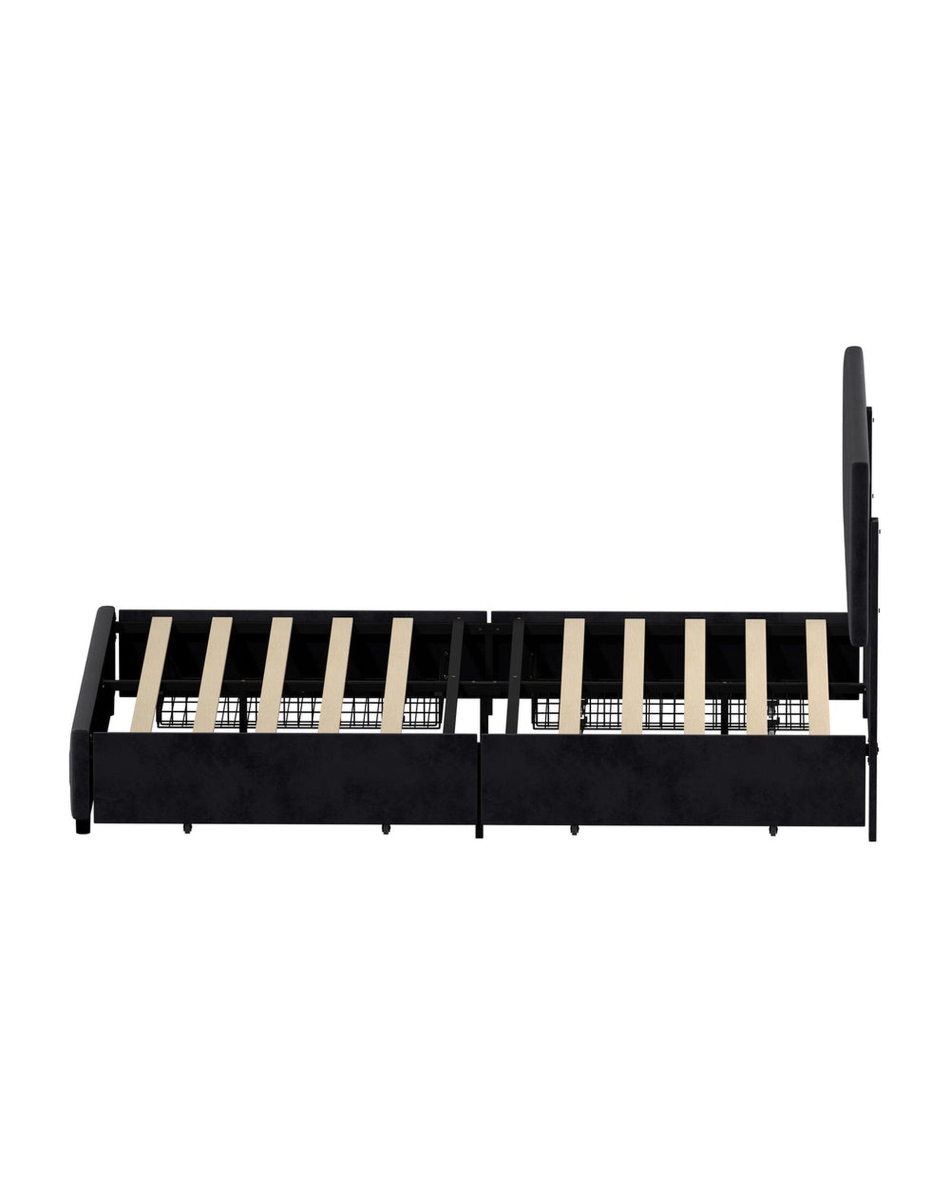 CLOUD LED Bed Frame 4 Drawers Adjustable Head BLACK Oikiture