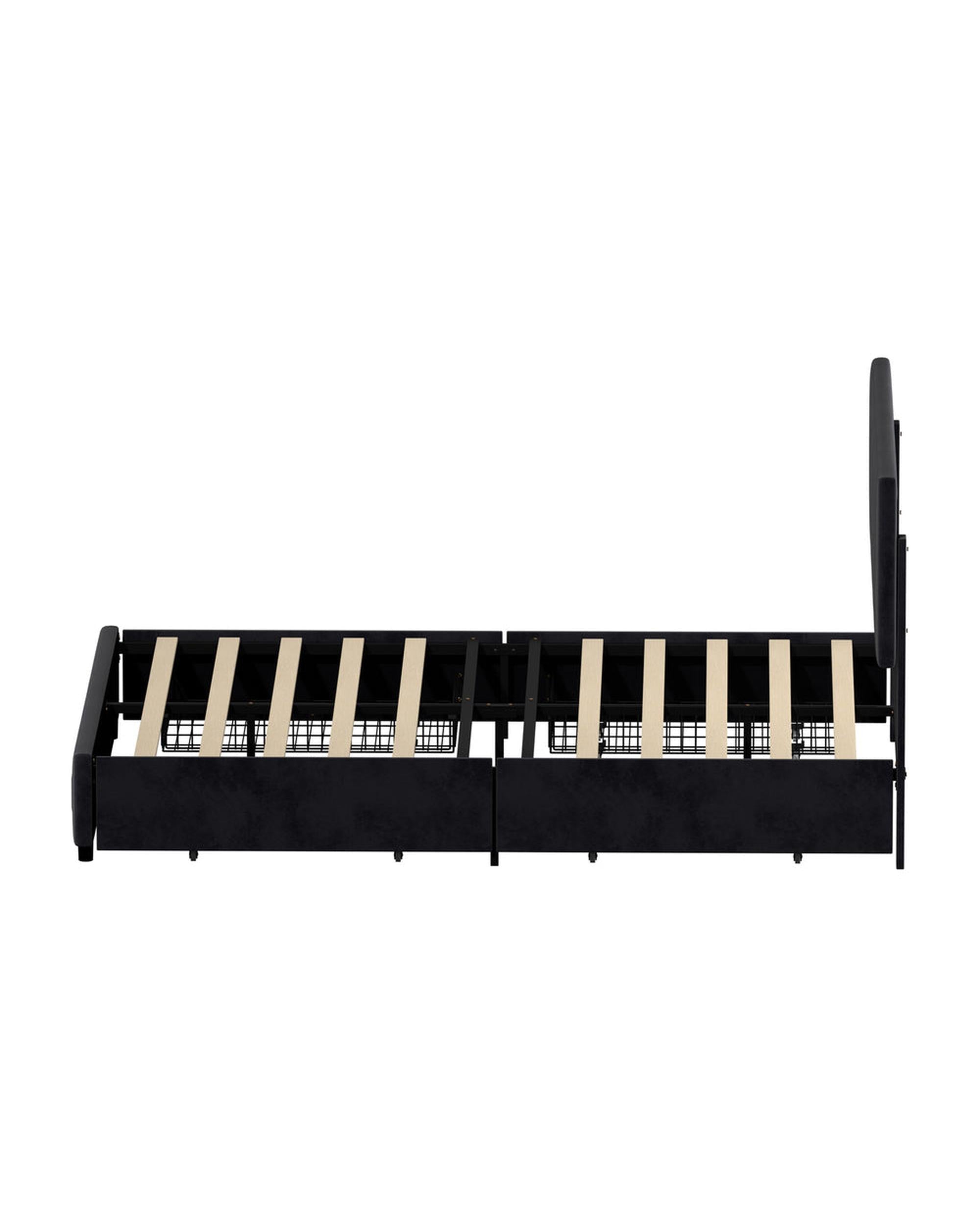 CLOUD LED Bed Frame 4 Drawers Adjustable Head BLACK Oikiture