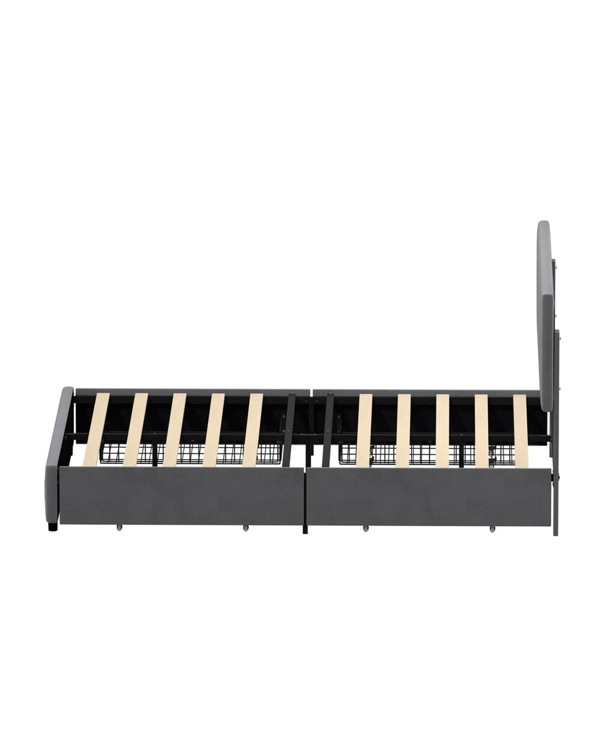 CLOUD LED Bed Frame 4 Drawers Adjustable Head Velvet Oikiture