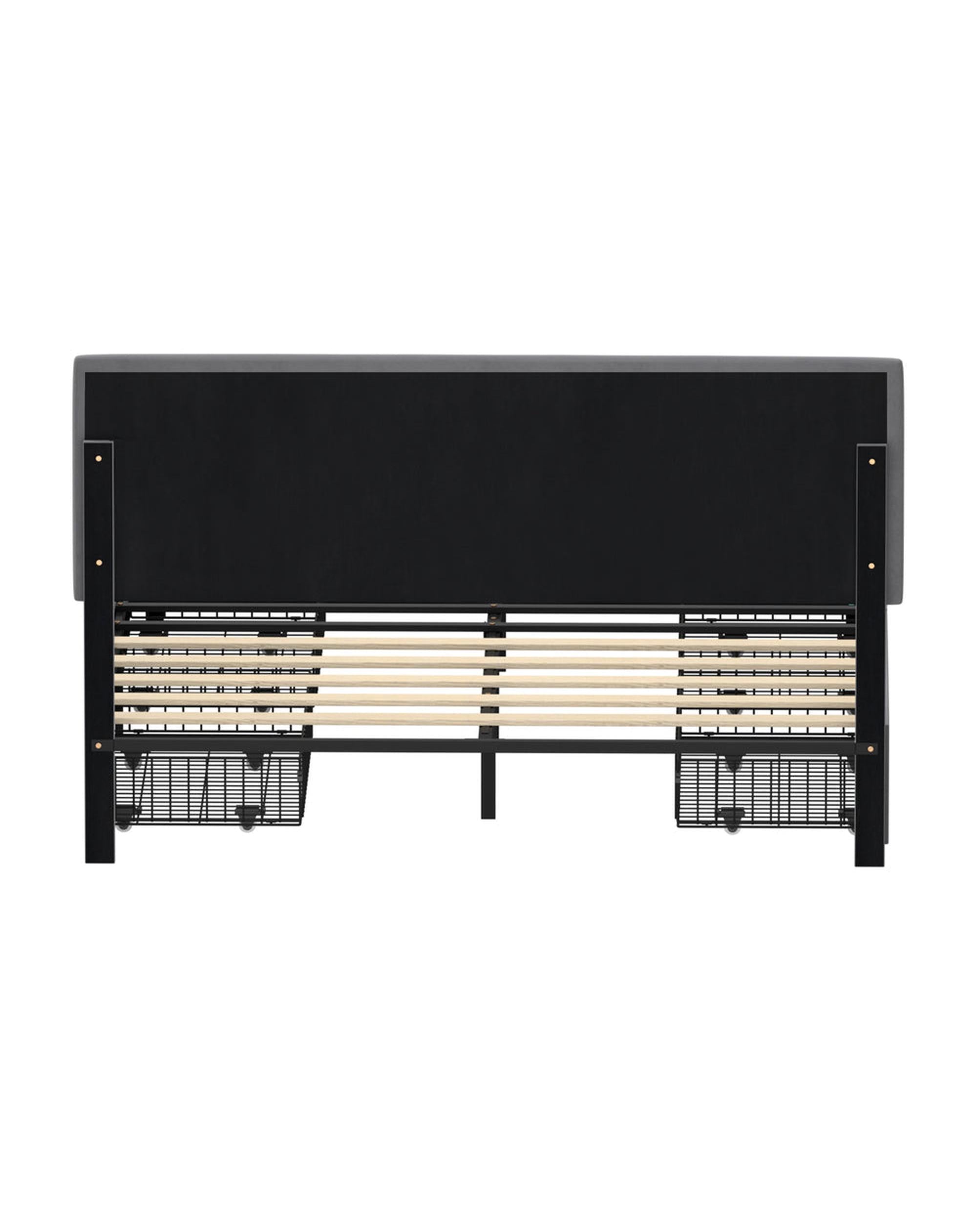 CLOUD LED Bed Frame 4 Drawers Adjustable Head Velvet Oikiture