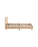 MIAMI Wooden Bed Frame Rattan Headboard Oikiture