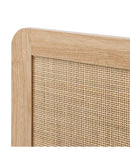 MIAMI Wooden Bed Frame Rattan Headboard Oikiture