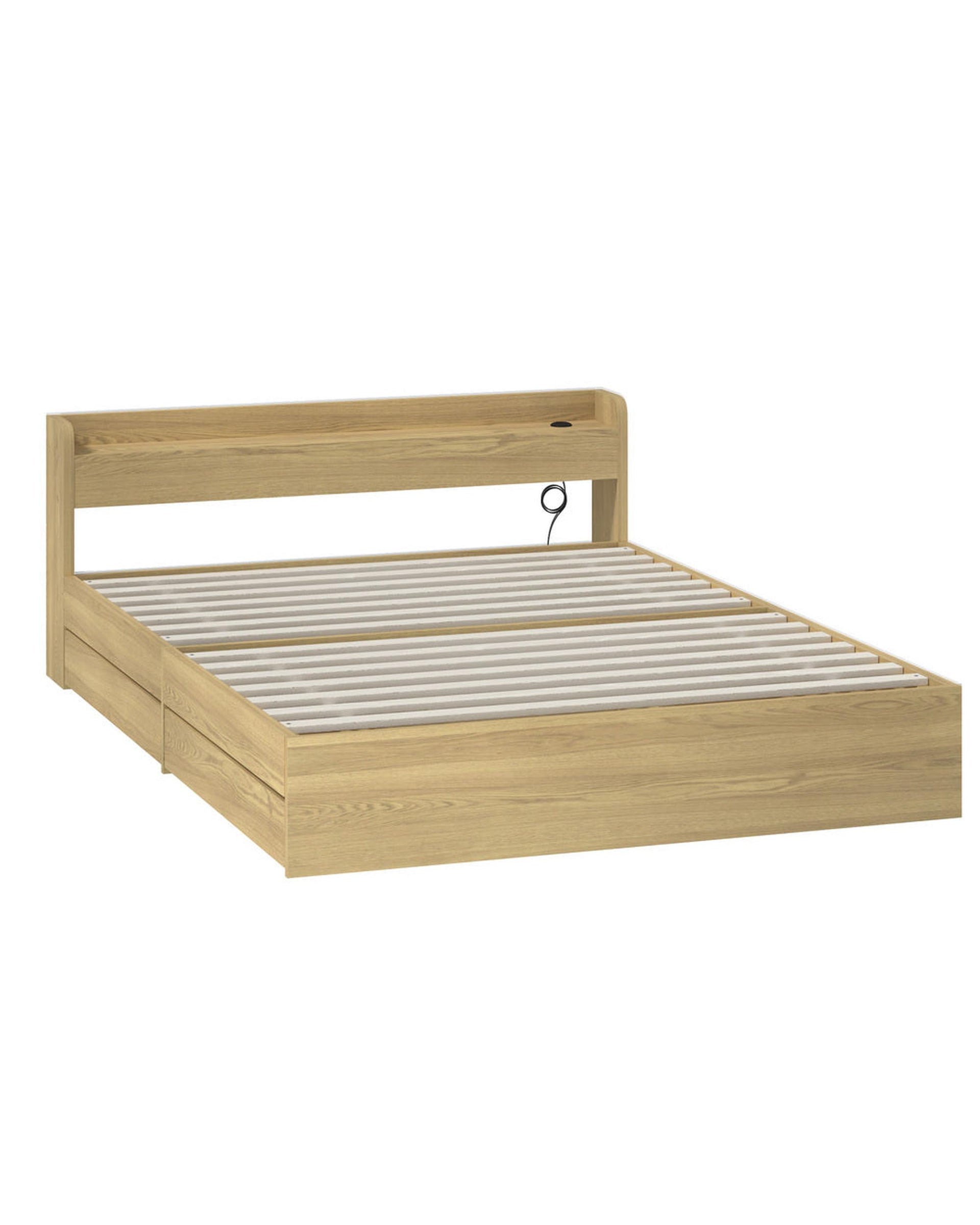 WINC Bed Frame with Charging Ports & 2 Drawers Oikiture