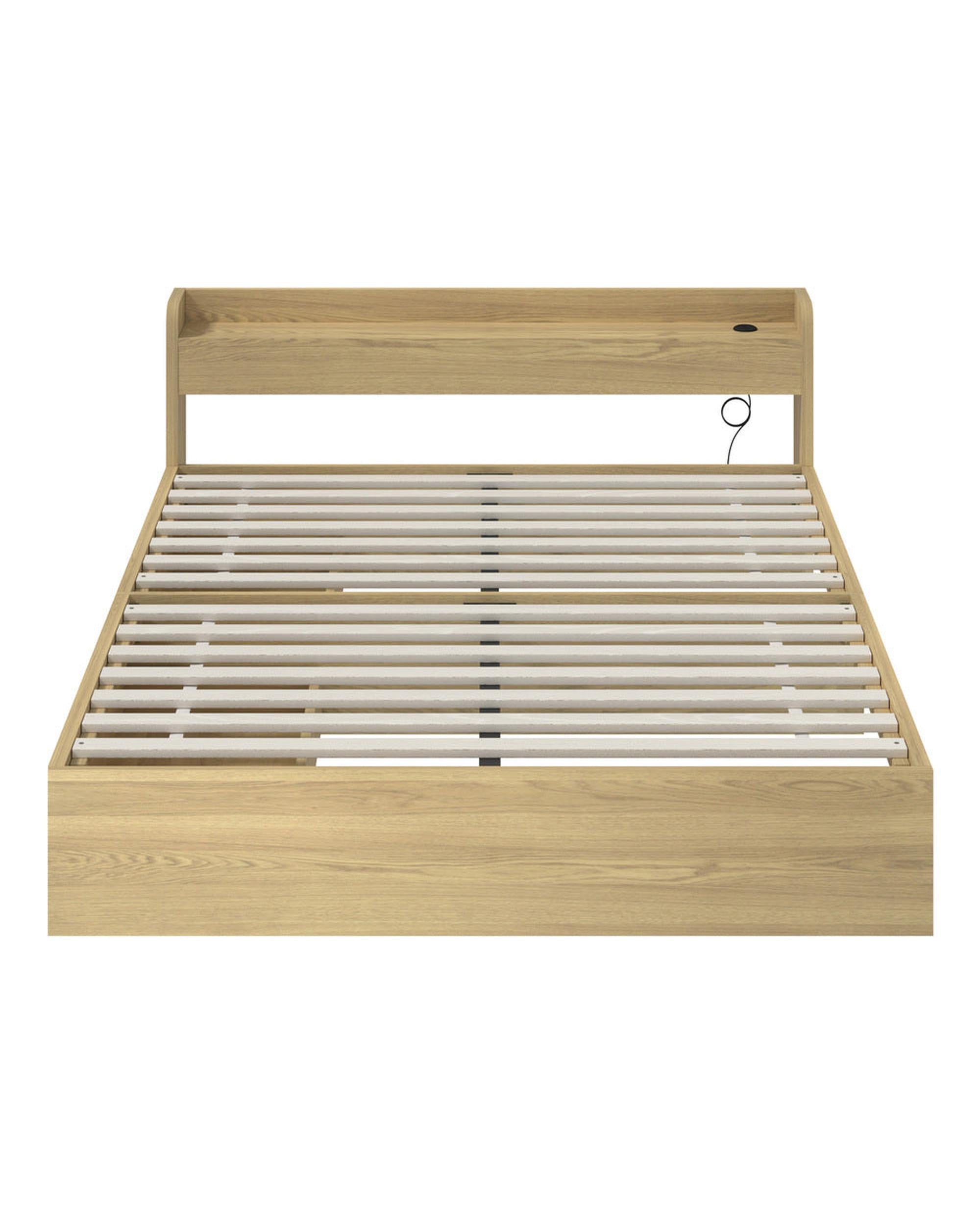 WINC Bed Frame with Charging Ports & 2 Drawers Oikiture