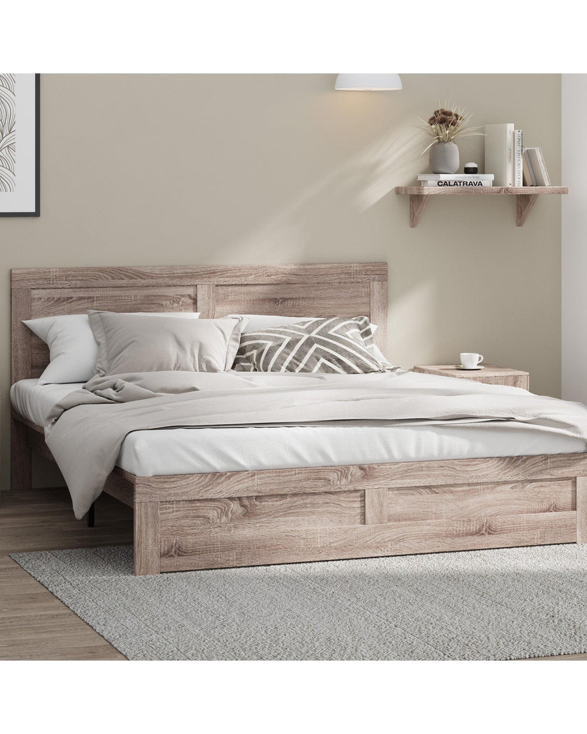 PA Bed Frame Metal Base - Rattan Headboard Oikiture