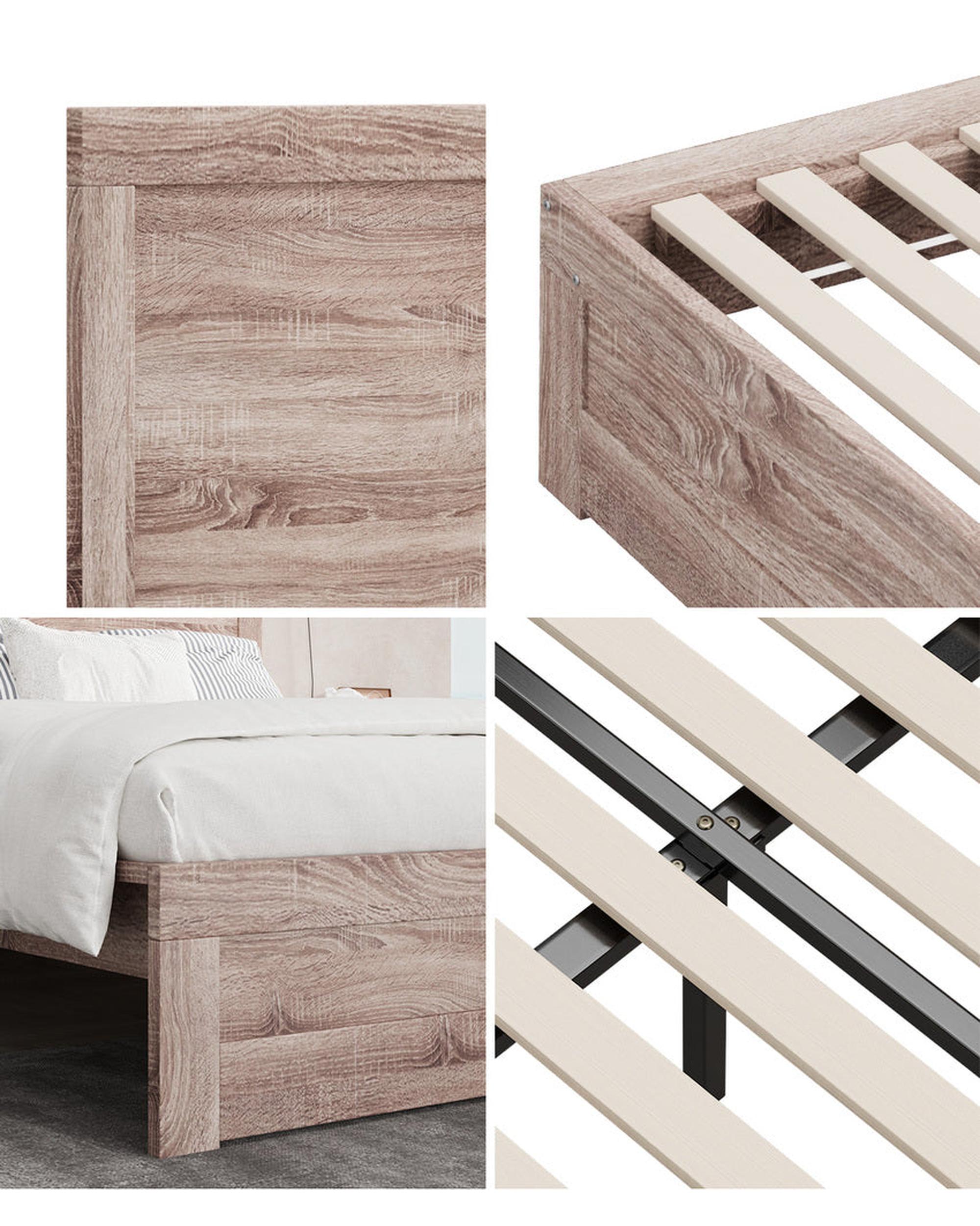 PA Bed Frame Metal Base - Rattan Headboard Oikiture