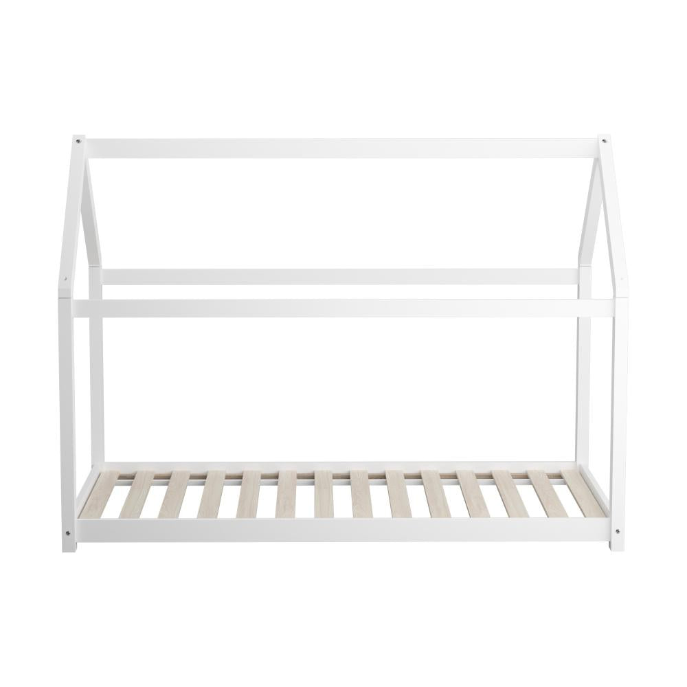 Bed Frame Single Wooden Timber House Style Mattress Base Platform White Oikiture