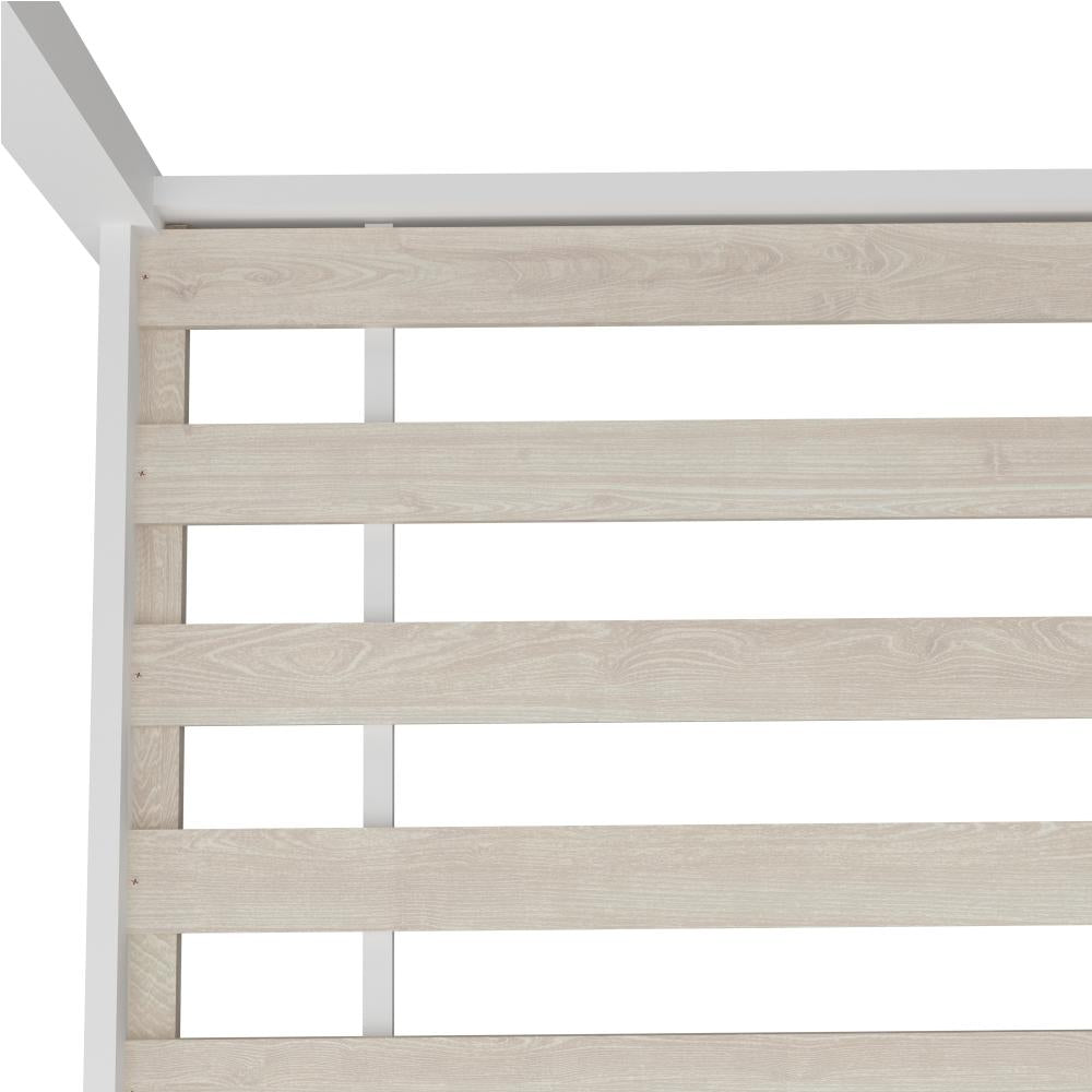 Kids Bed Frame With Single Mattress Set House Style White Oikiture