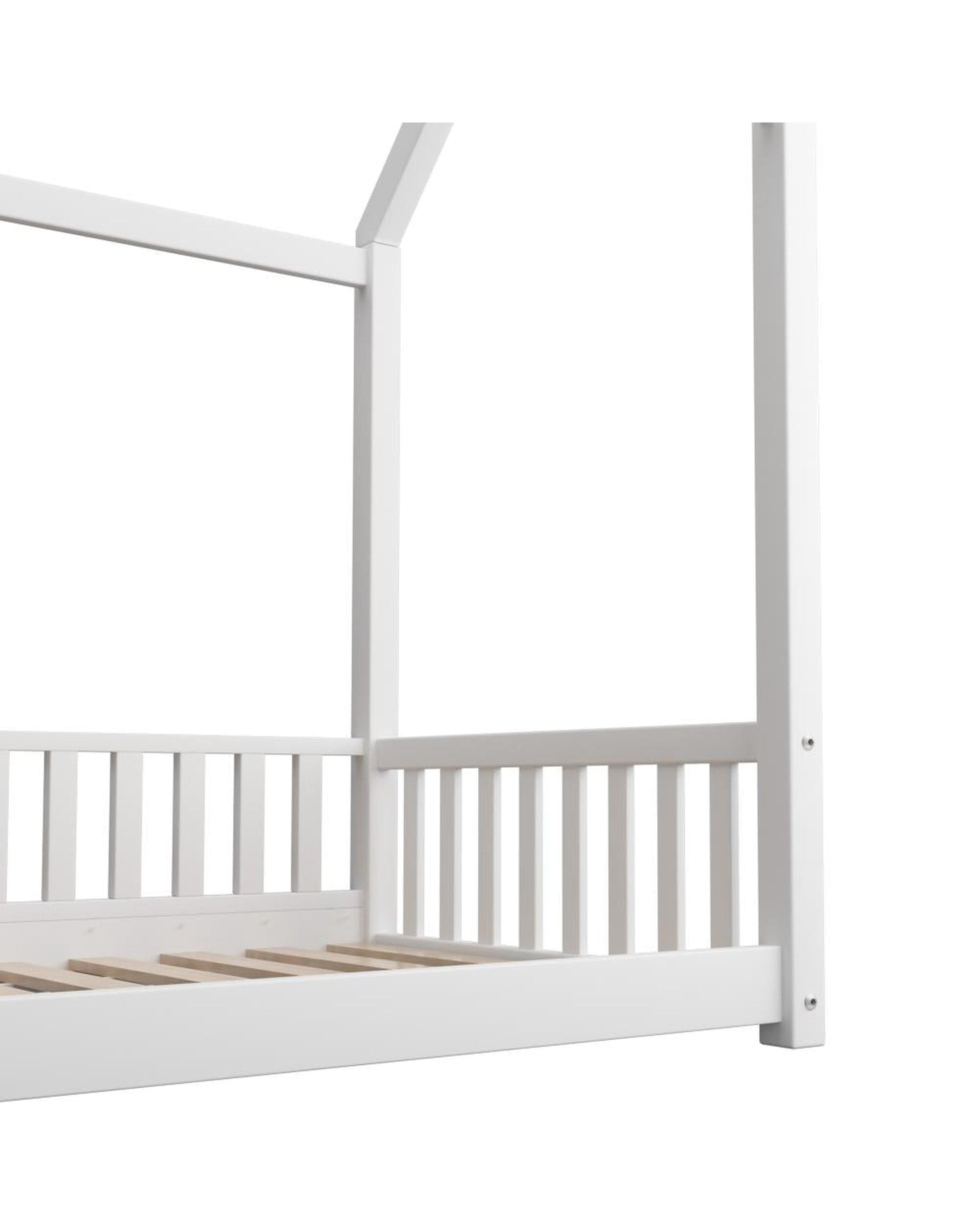 Kids Bed Frame With Single Mattress Set House Frame White Oikiture