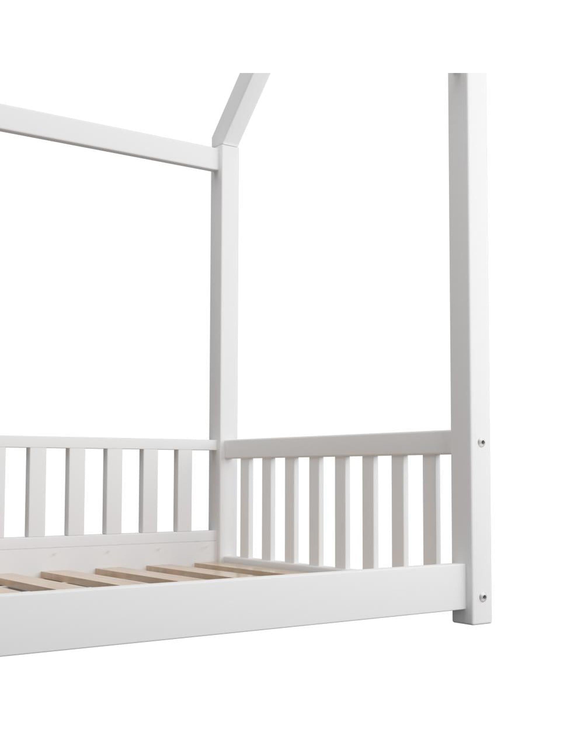 Kids Bed Frame With Single Mattress Set House Frame White Oikiture