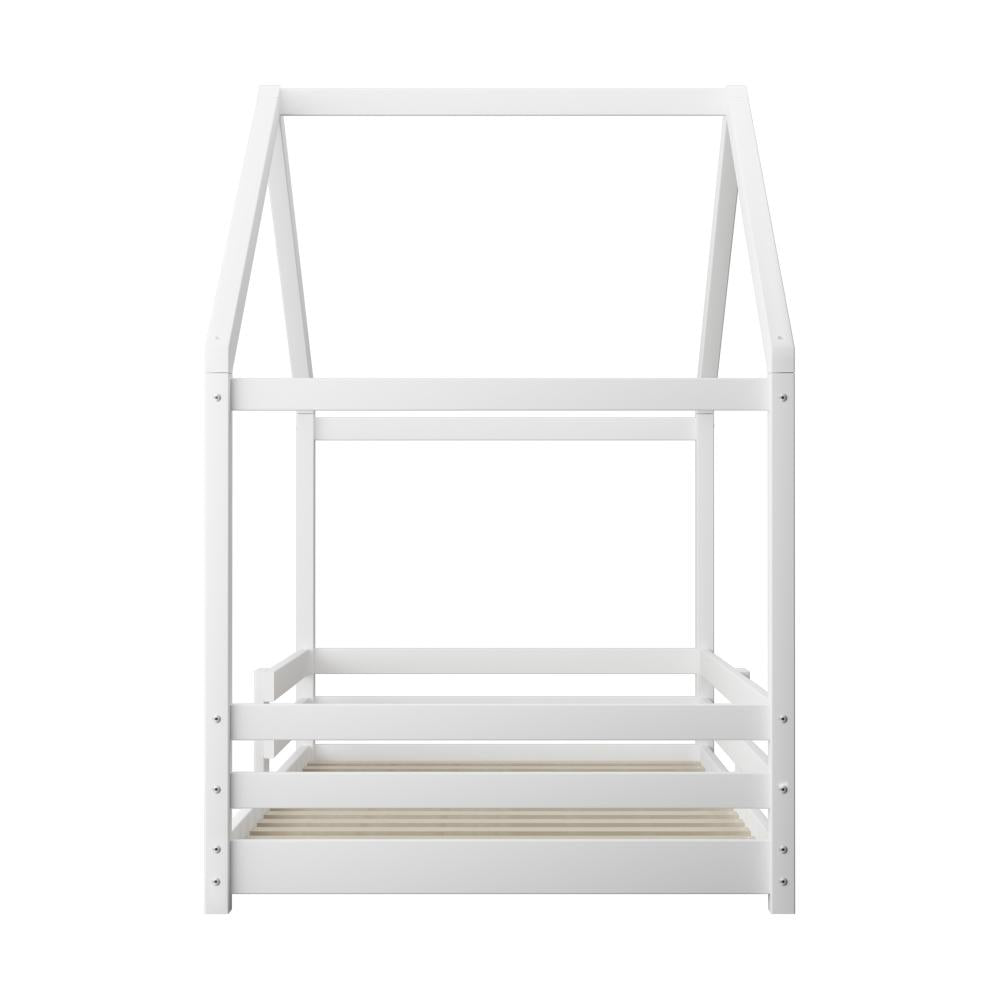 Kids Bed Frame With Single Mattress Set White Oikiture