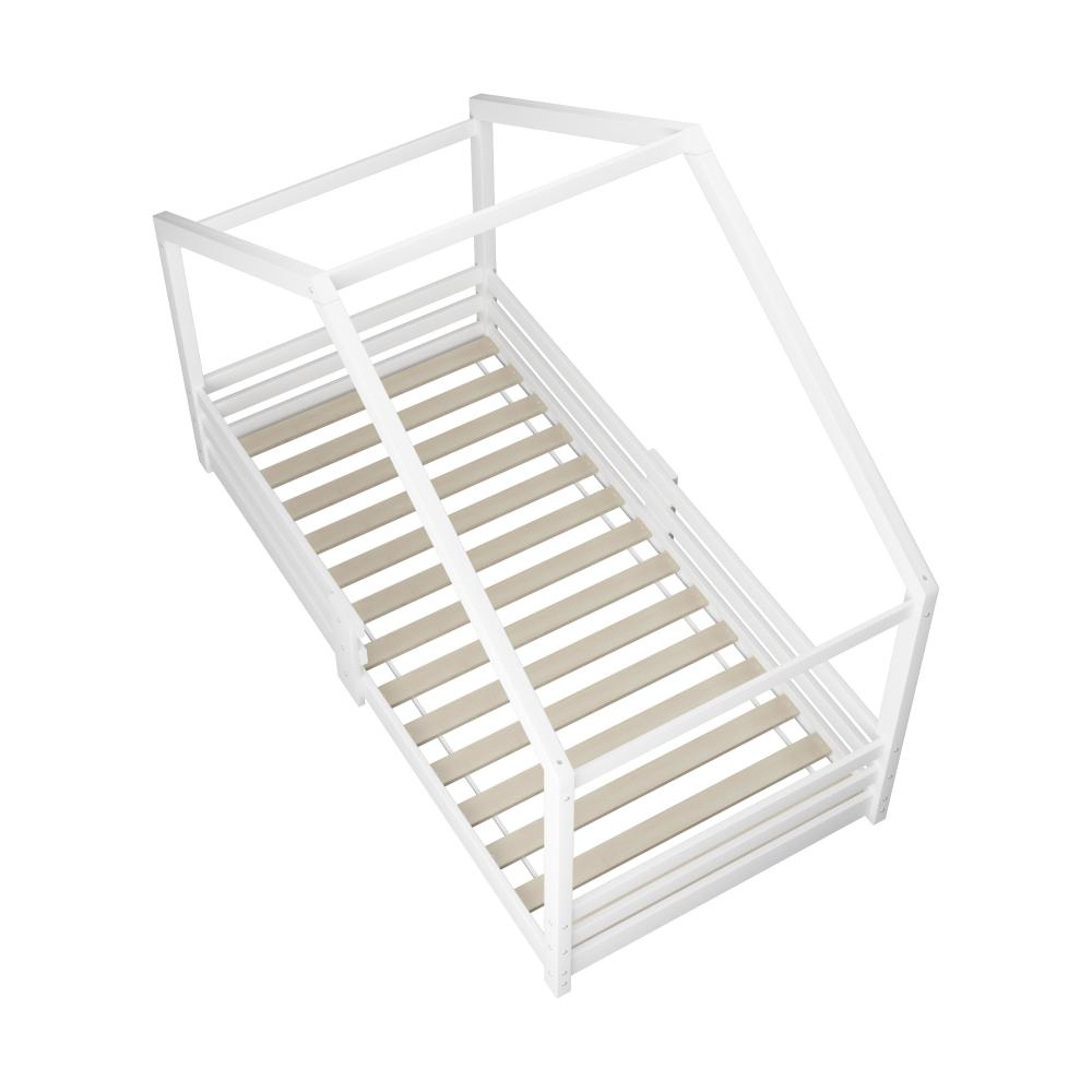 Kids Bed Frame With Single Mattress Set White Oikiture
