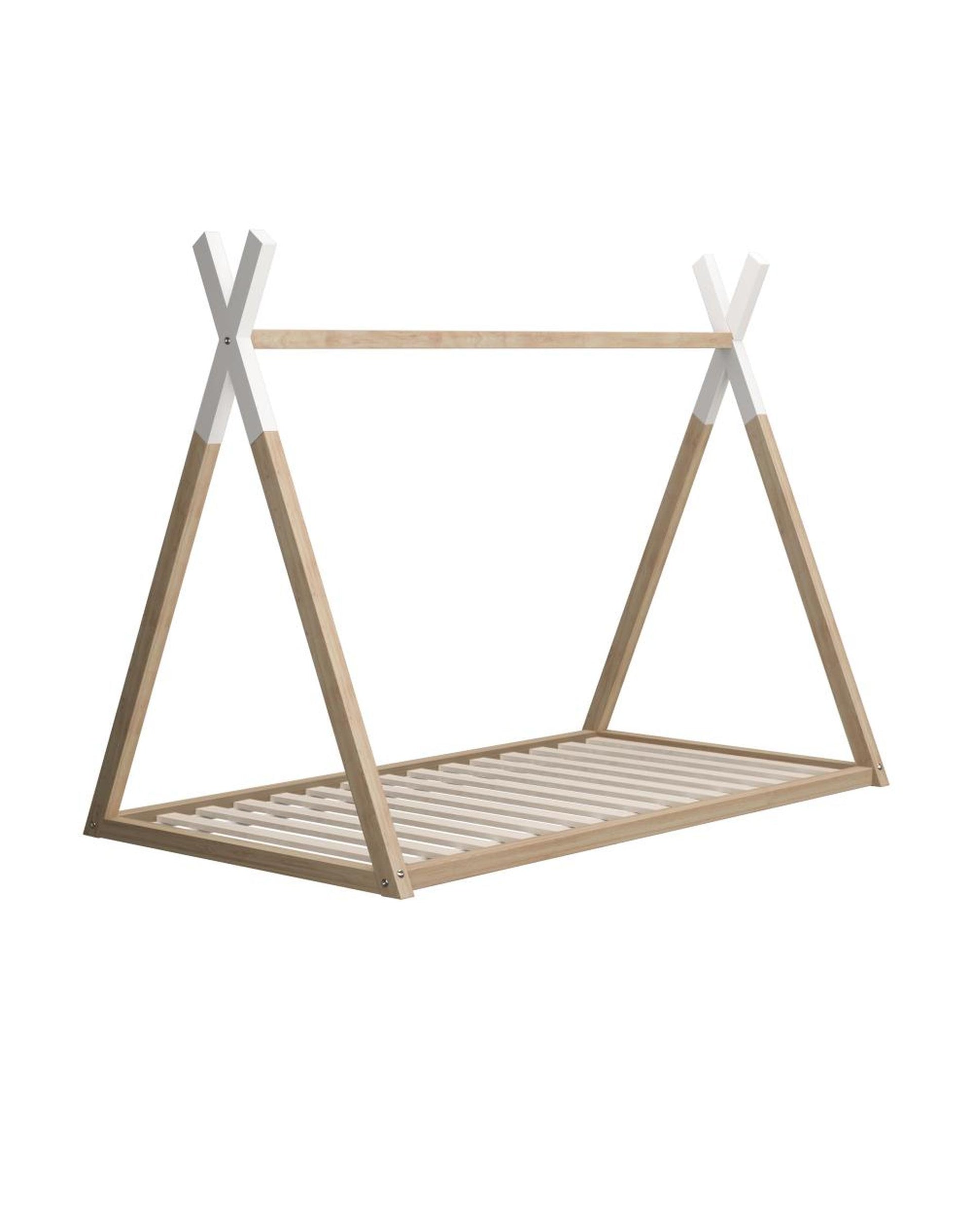 Wooden Bed Frame Single Timber Teepee House Mattress Base Platform Oikiture