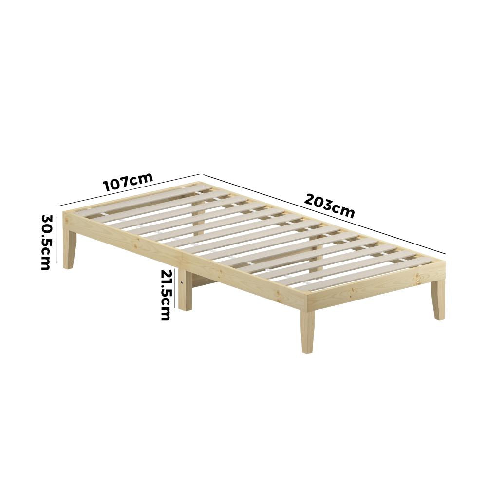 LALOR Bed Frame King Single Size Wooden Pine Timber Bedroom Furniture Oikiture