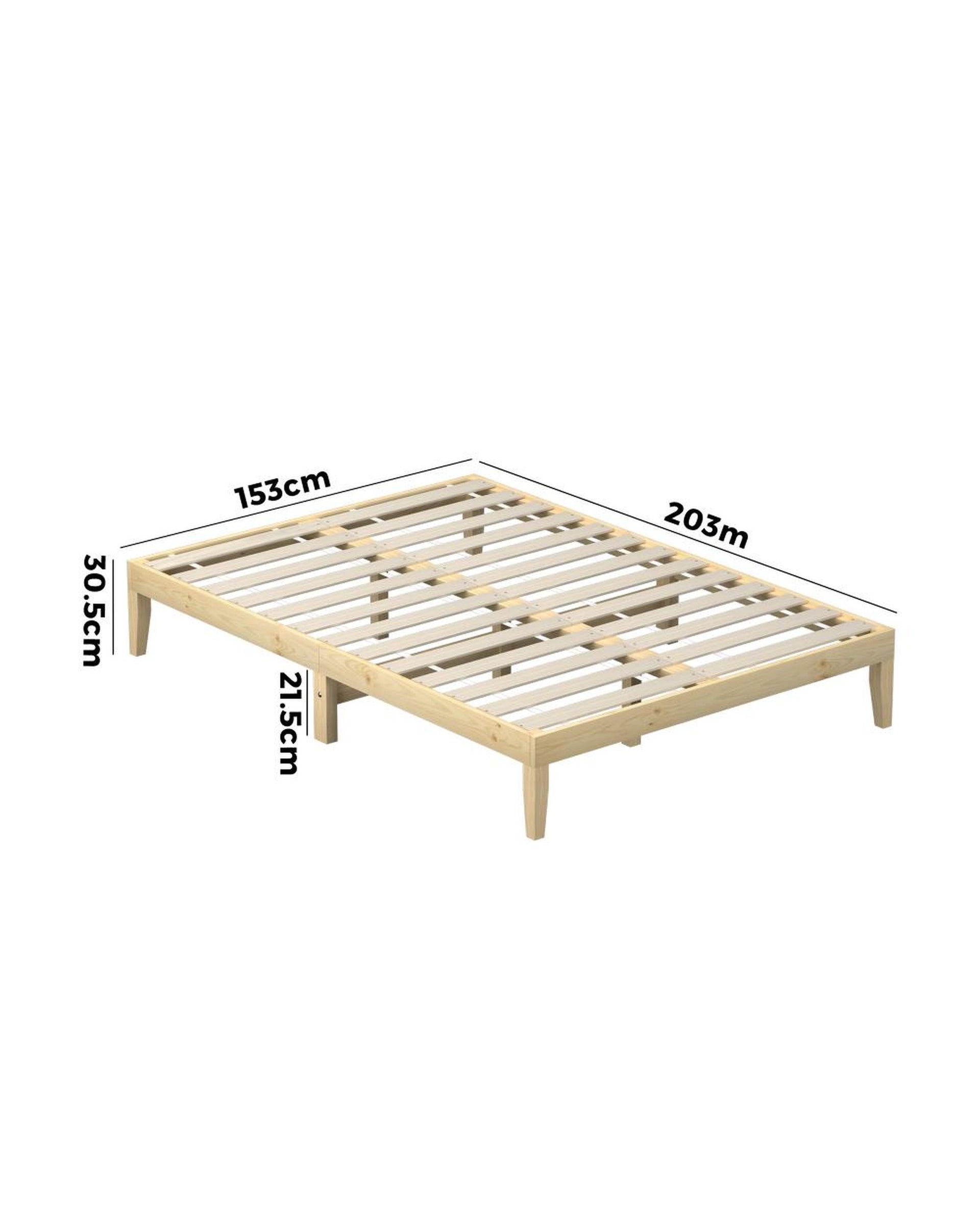 Bed Frame King Size Wooden Pine Timber Bedroom Furniture Oikiture