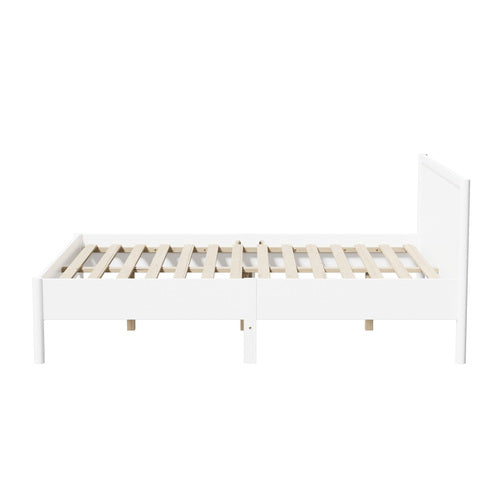 Oikiture Scalloped Wooden Bed Frame Solid Pine Timber Double White