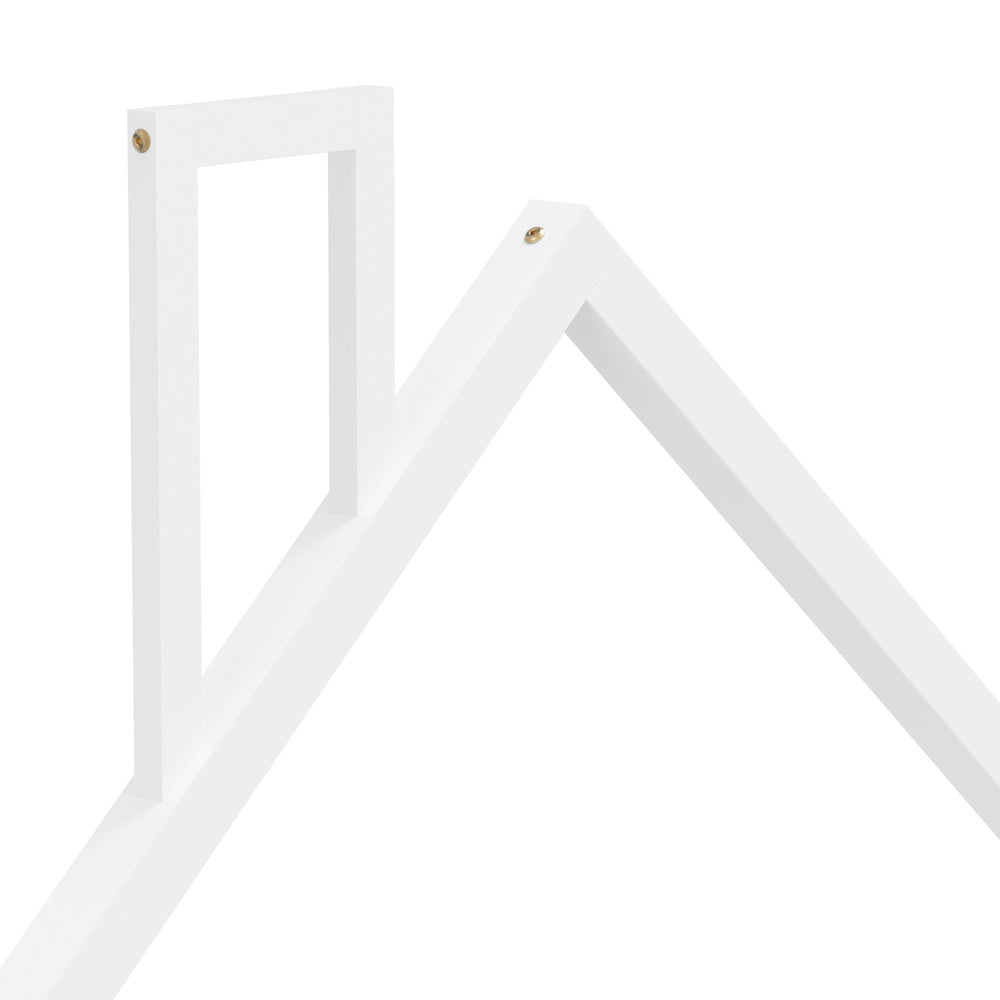 Oikiture Wooden Kids Bed Frame Floor Beds Chimney King Single White Oikiture