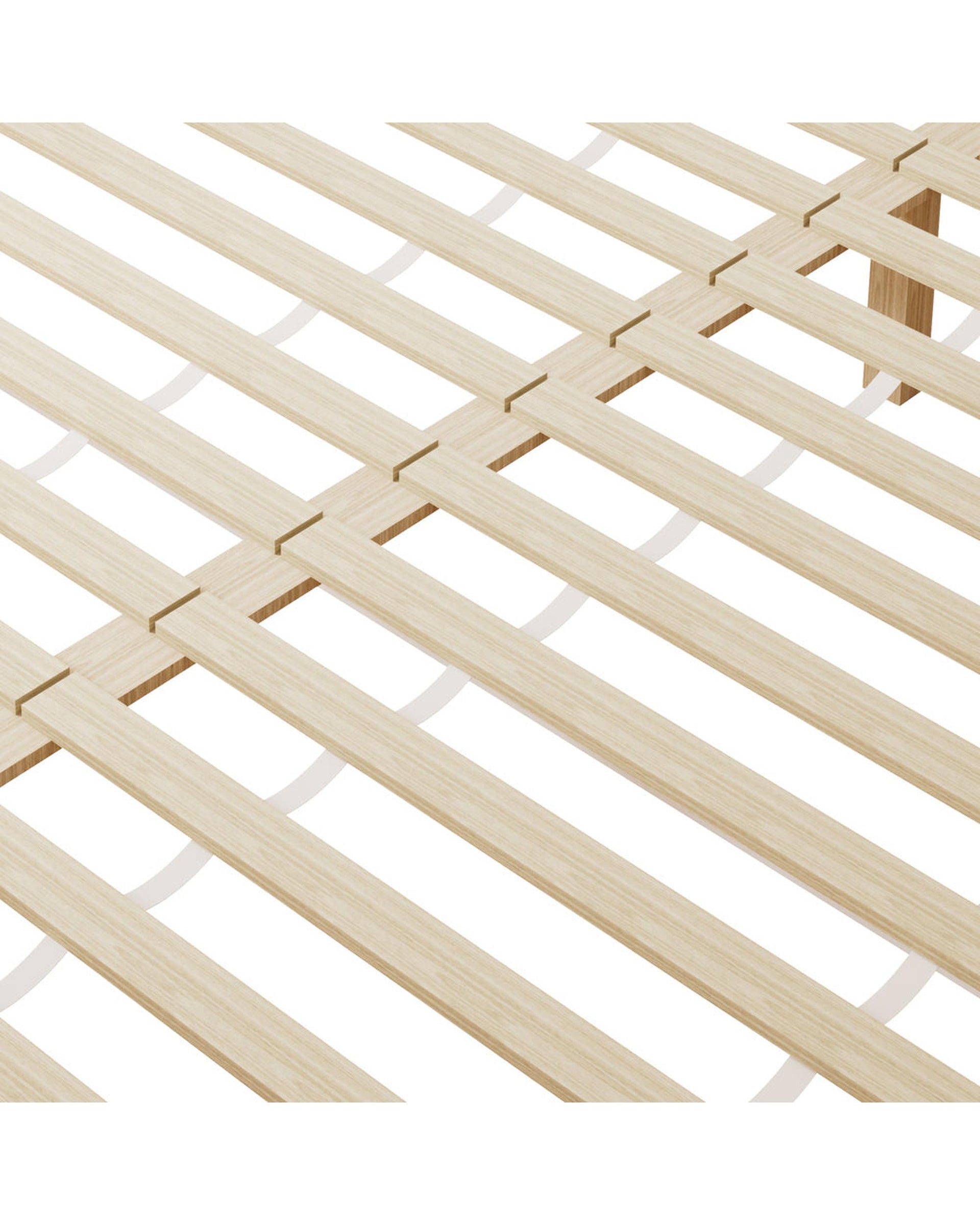 VALT Wooden Bed Frame with Trundle Drawers White Oikiture