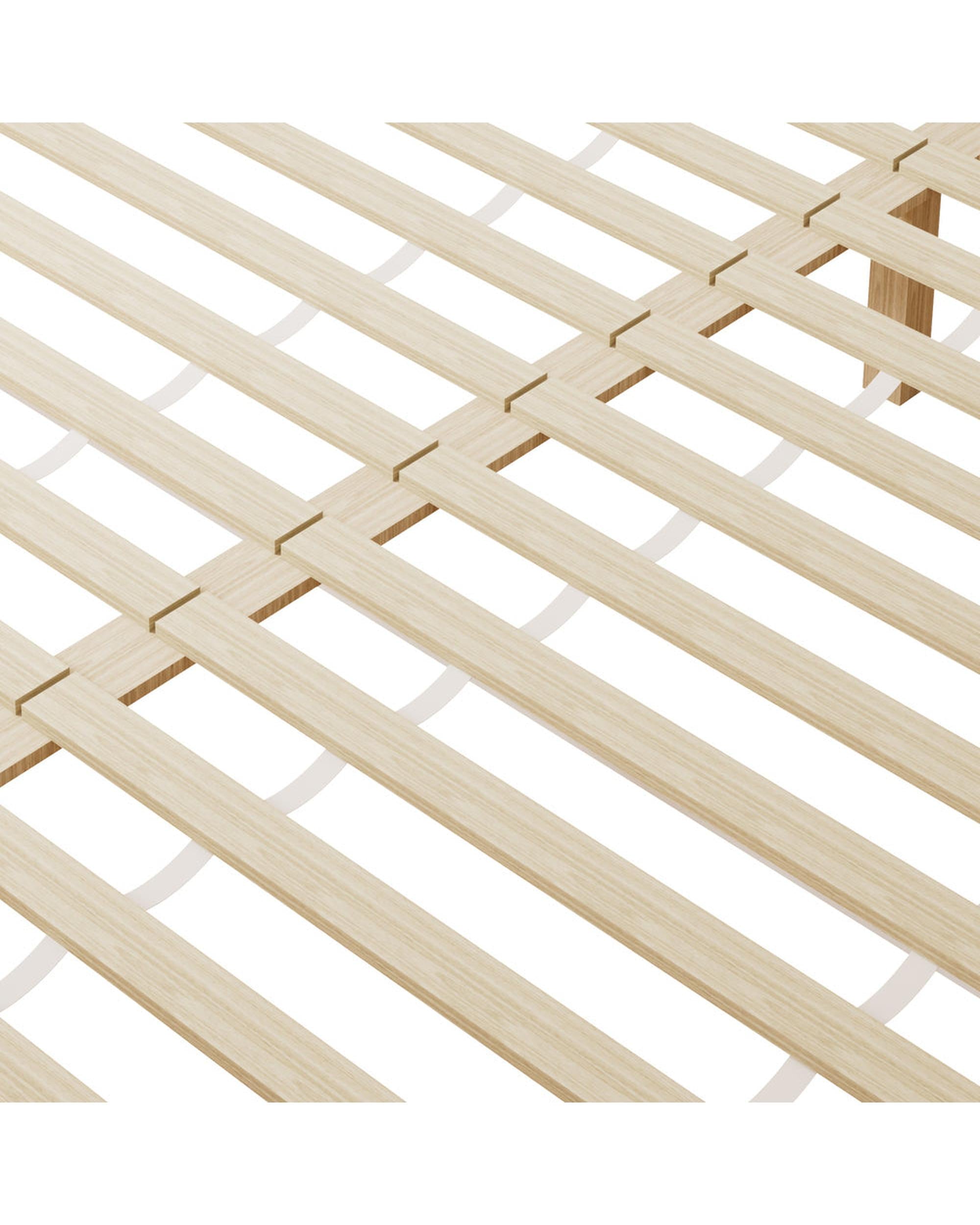 VALT Wooden Bed Frame with Trundle Drawers White Oikiture