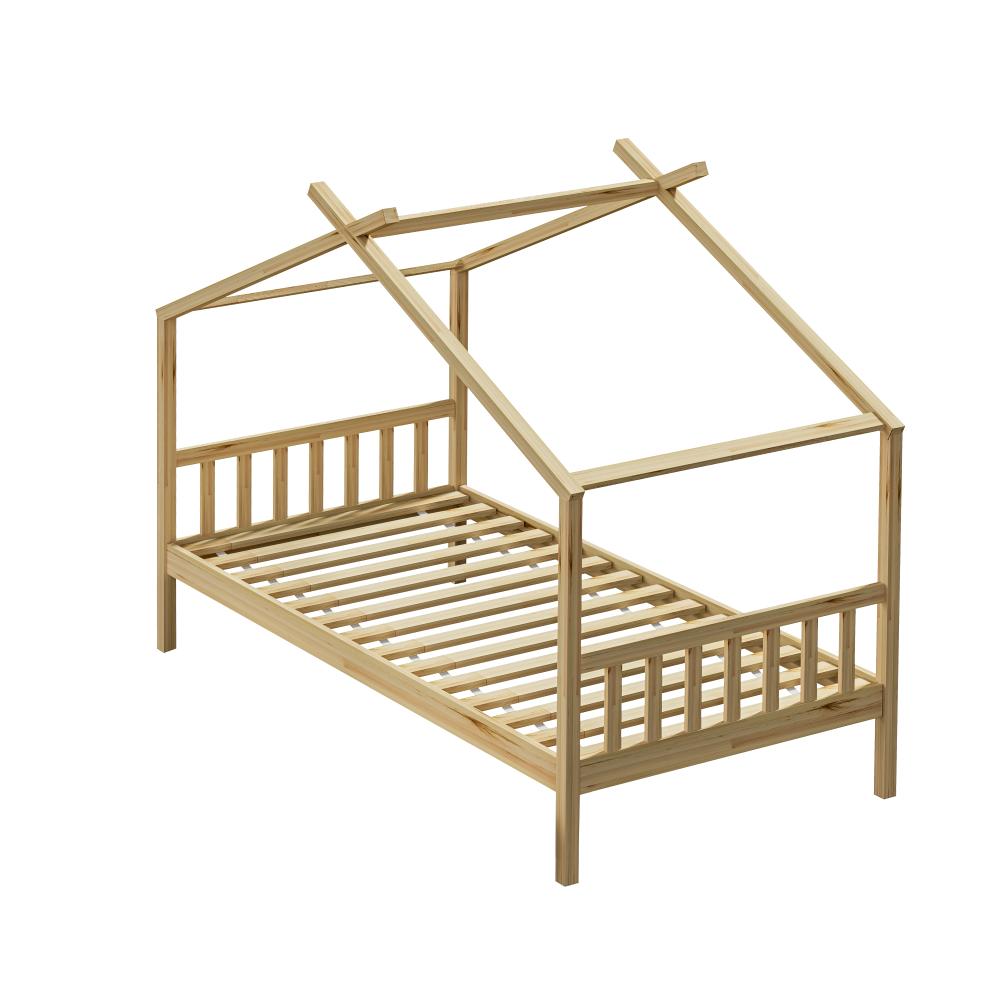 SUNBURY Bed Frame Wooden Kids Timber House Beds - Single Oikiture