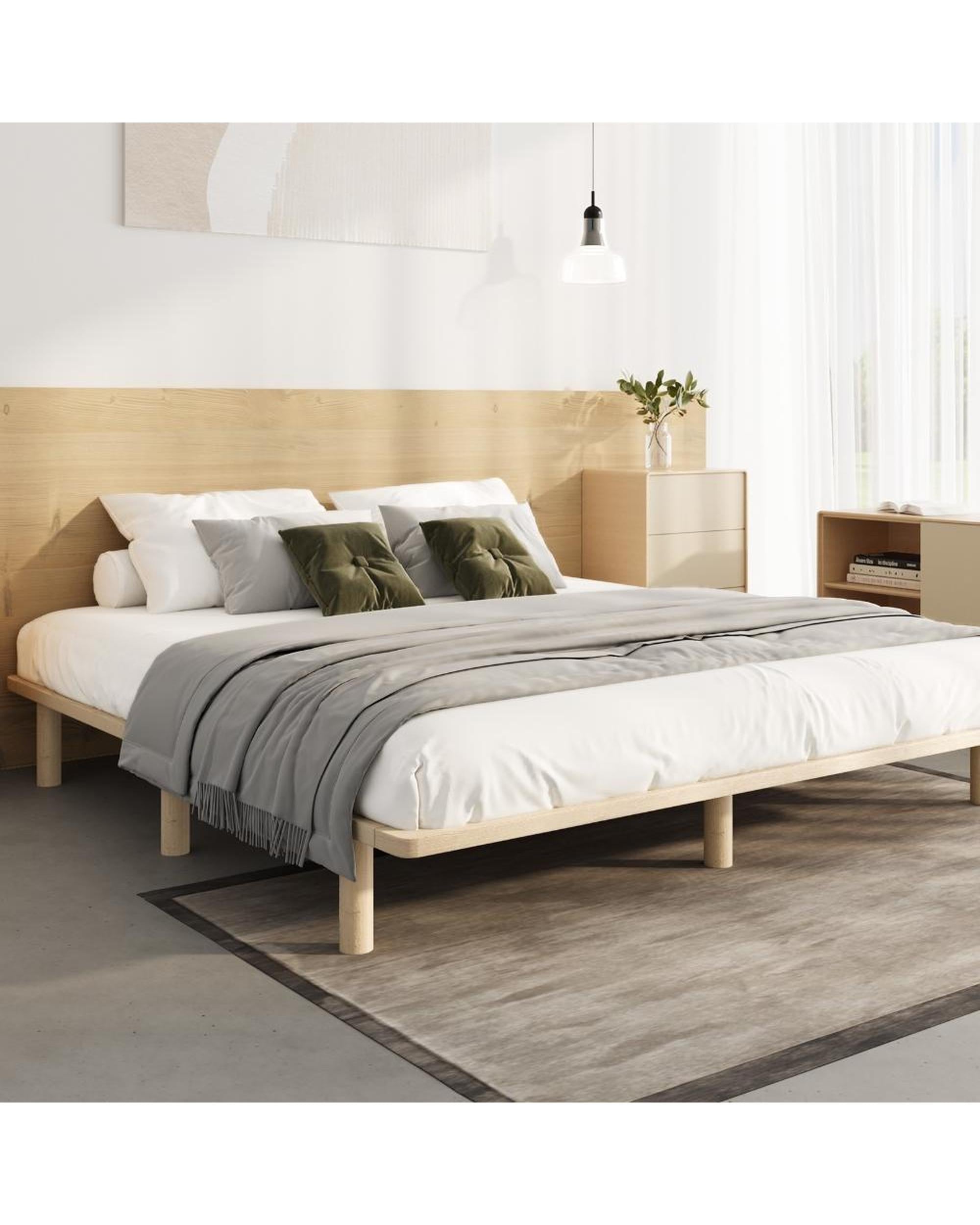 SUNBURY Bed Frame Wooden Bed Base Oikiture