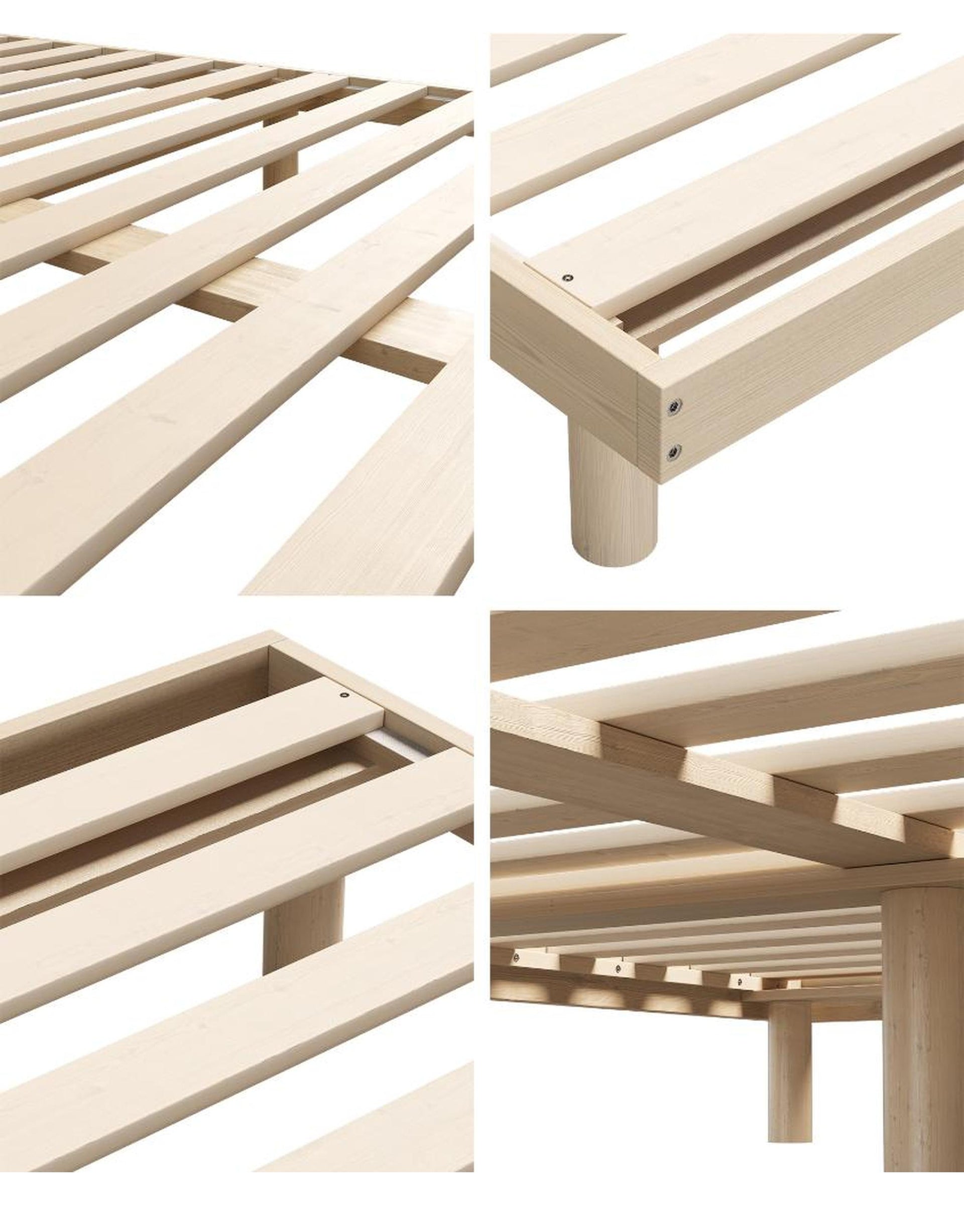 Gisborne Bed Frame Bed Base Solid Wood Slats Oikiture