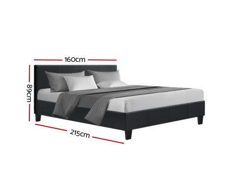 Neo Bed Frame Fabric - Charcoal Queen Artiss
