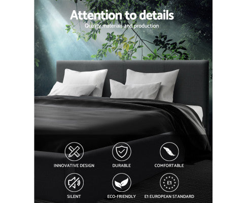 Neo Bed Frame Fabric - Charcoal Queen Artiss