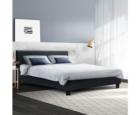 Neo Bed Frame Fabric - Charcoal Queen Artiss