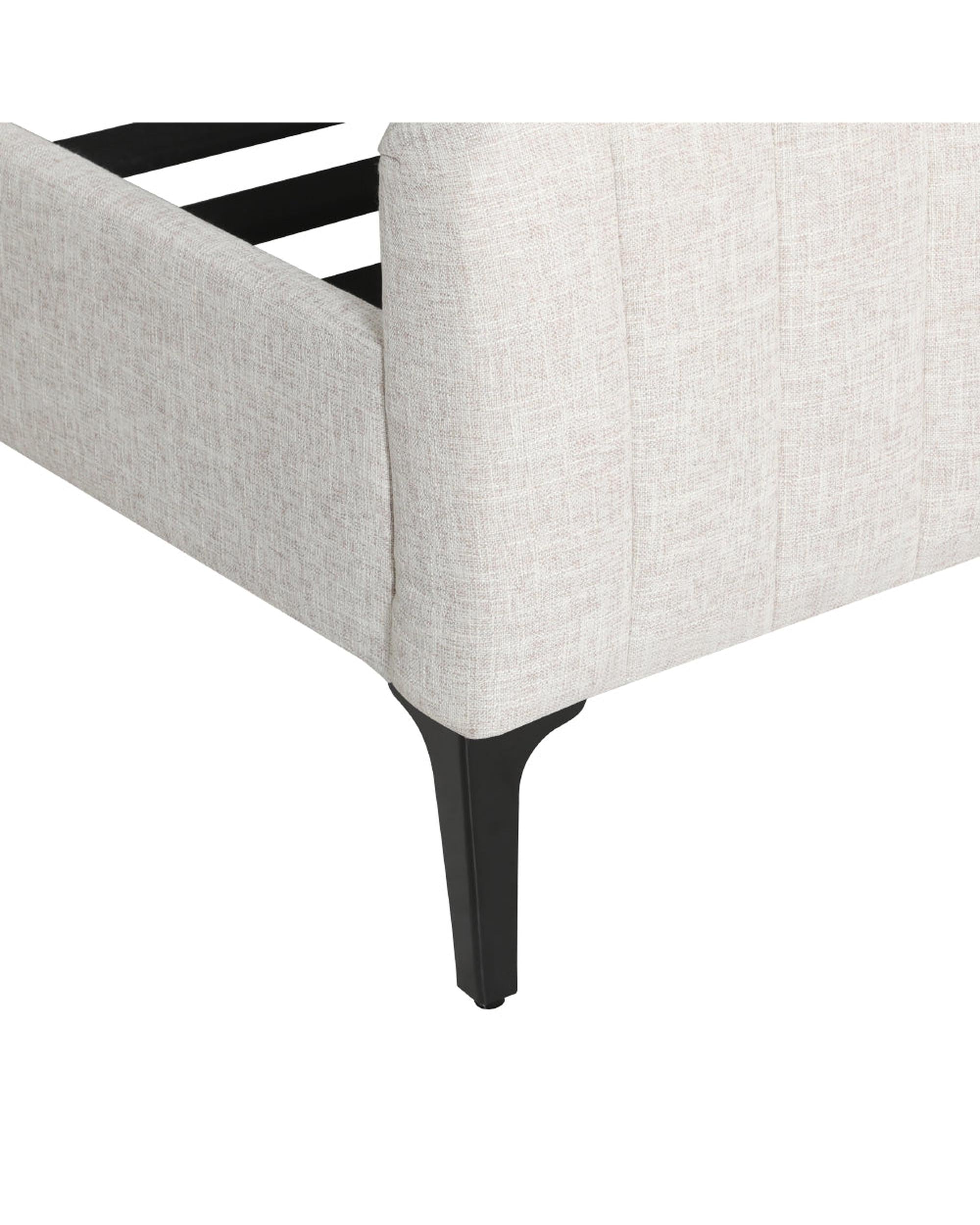 Bed Frame Queen Bed Base w Headboard Beige Fabric Wooden Slats Metal Legs Artiss