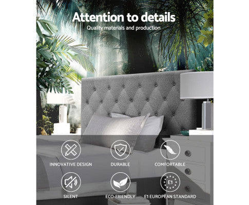 Bed Head Headboard King Single Bedhead Fabric CAPPI Grey Big Bedding Australia