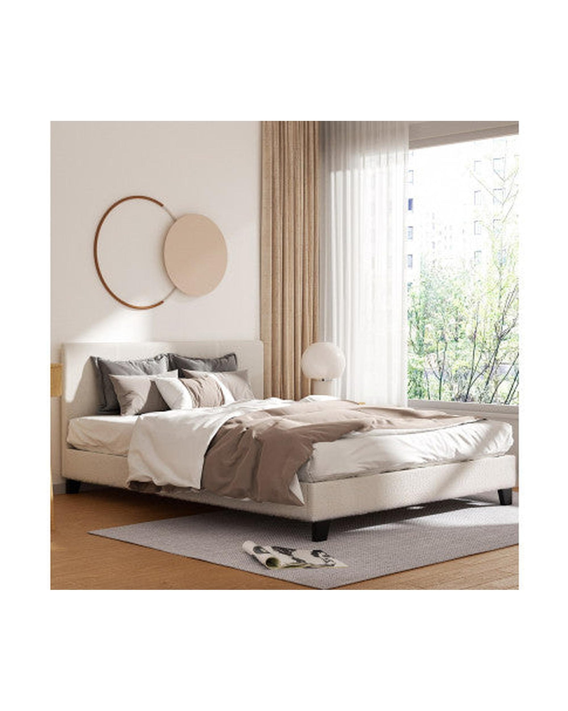 Artiss Bed Frame Queen Size Boucle Fabric Mattress Base Platform Wooden Artiss